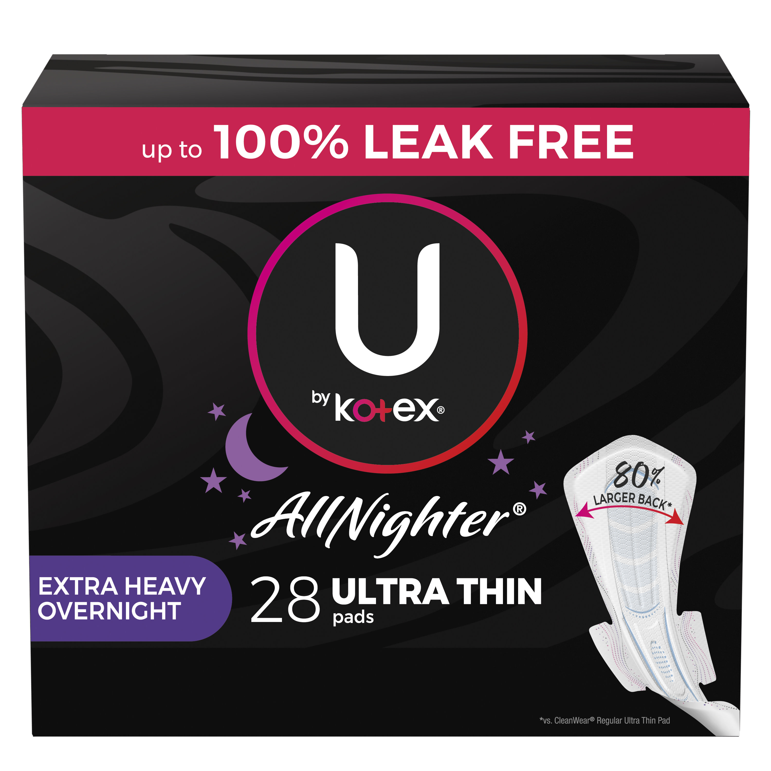 U by Kotex AllNighter Extra Heavy Overnight Pads with Wings, Ultra Thin, 28 Count Visit the Kotex Store