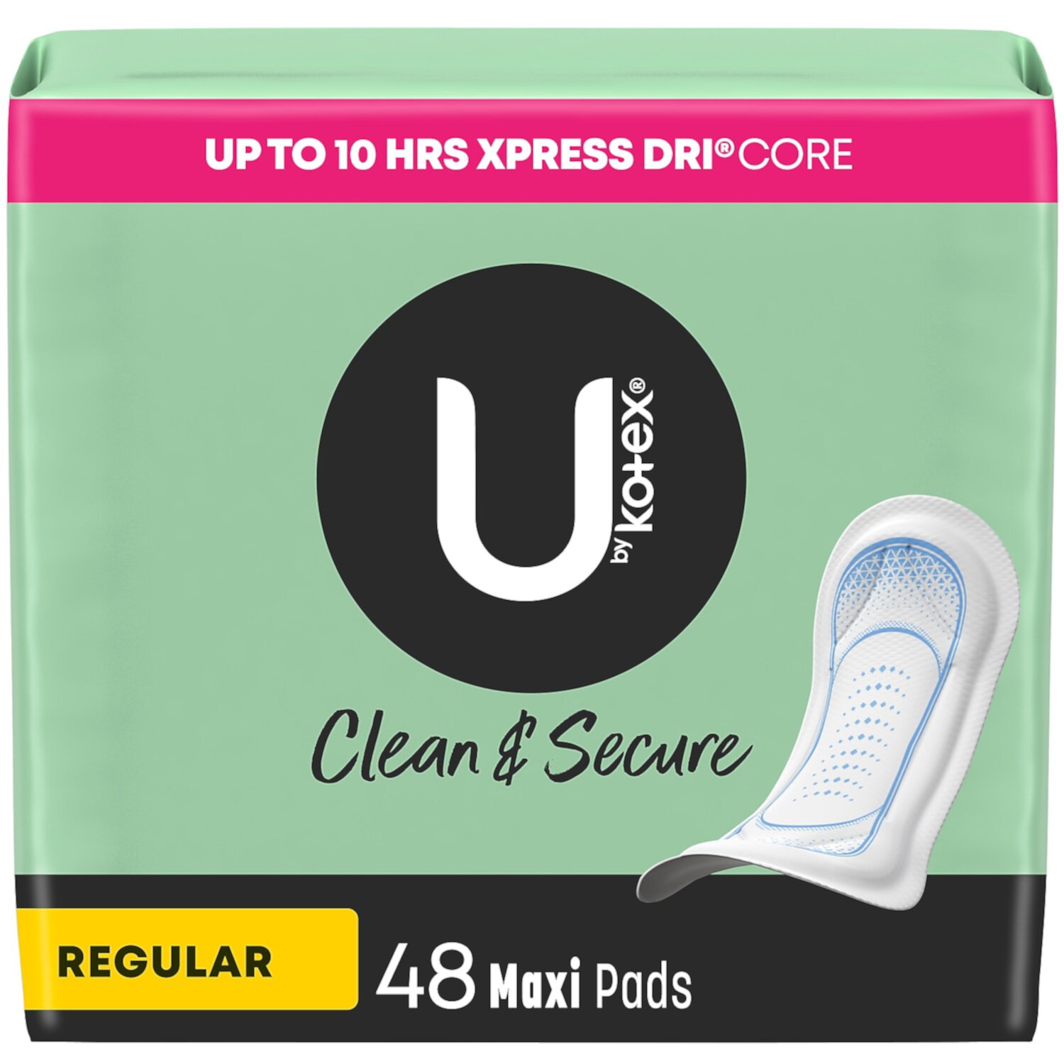 U by Kotex Security Regular Maxi Pads, Unscented, 48/Pack Kimberly-Clark