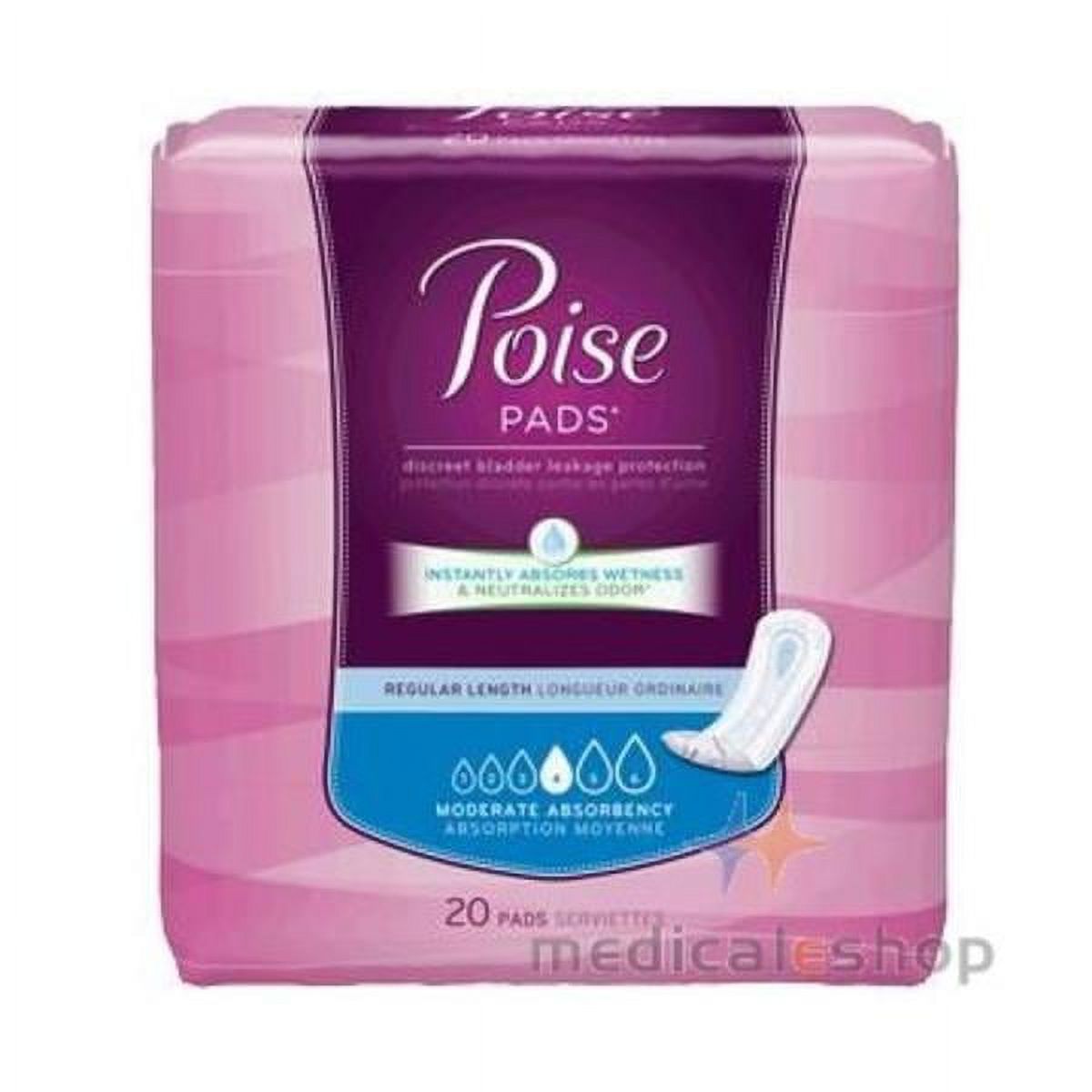 Depend Poise Moderate Pads Regular Length Part No. 19564 (20/package) Poise