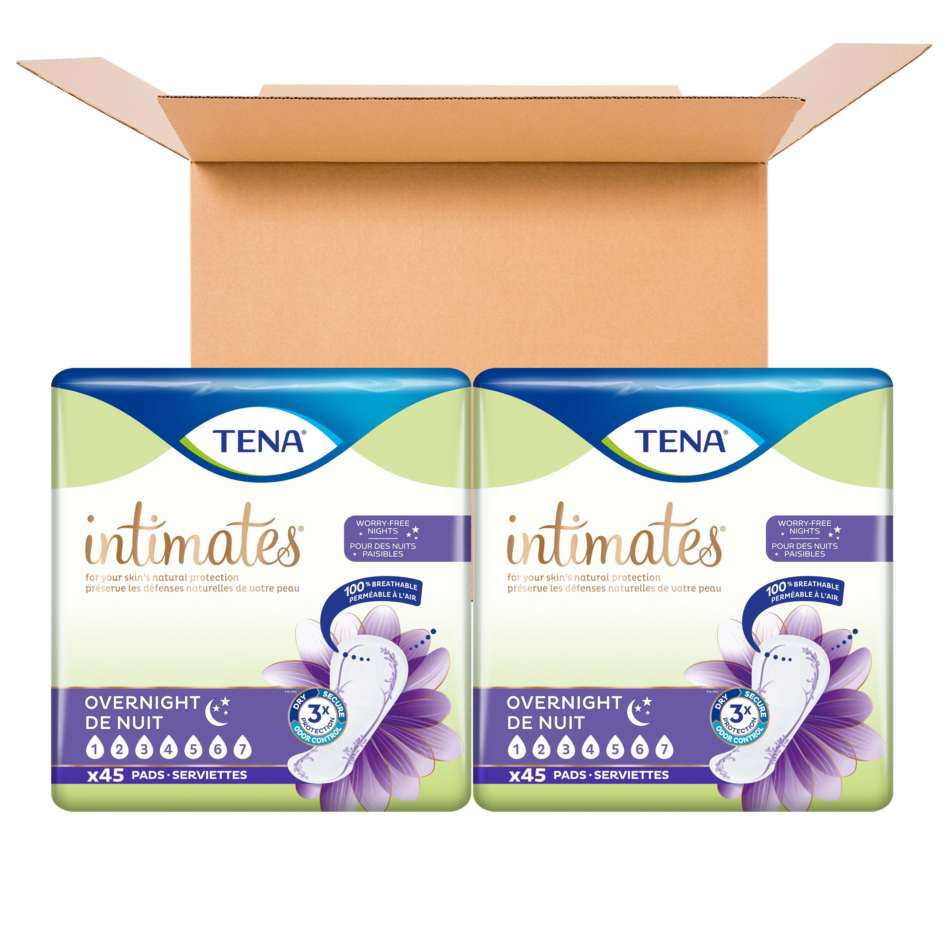 Tena Intimates Overnight Absorbency Incontinence/Bladder Control Pad with Lie Down Protection, 90 ct Tena