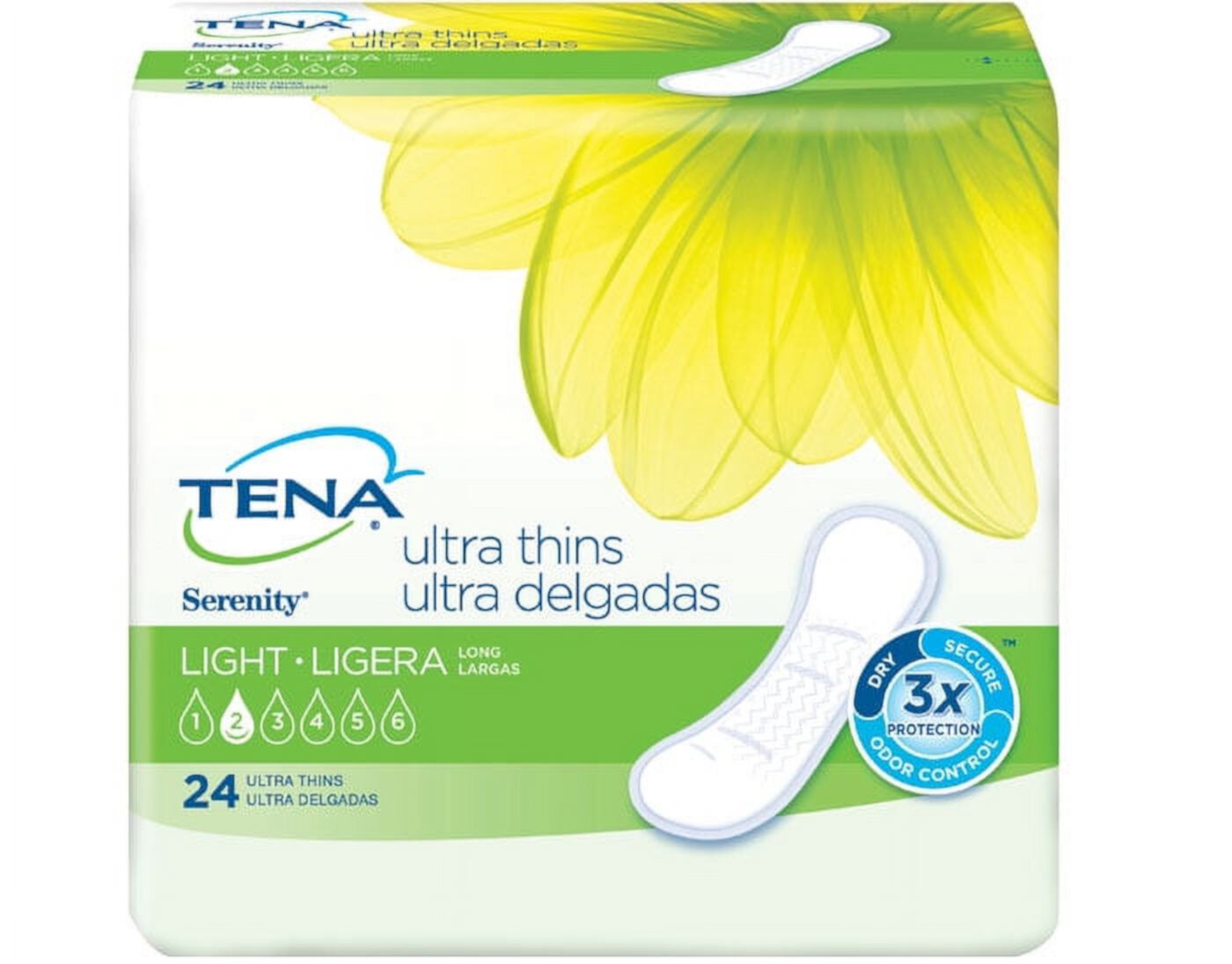 Tena Incontinence Ultra Thin Pads for Women, Light, Long, 24 Count Tena