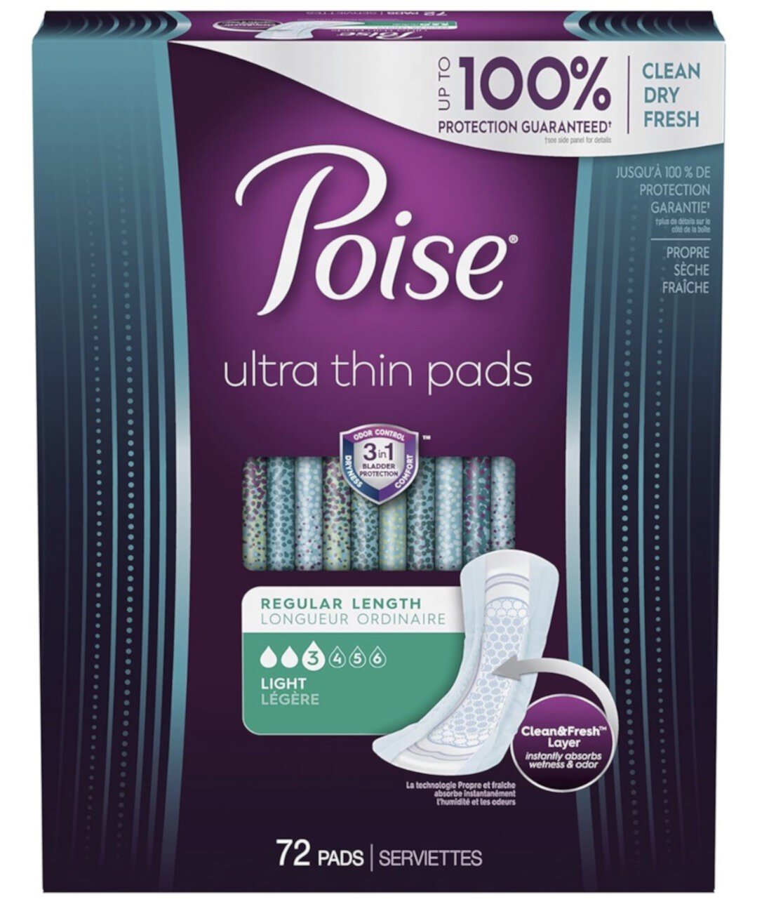 Poise Ultra Thin Incontinence Pads for Women, Light Absorbency, Regular Length, 72 Count Visit the Poise Store