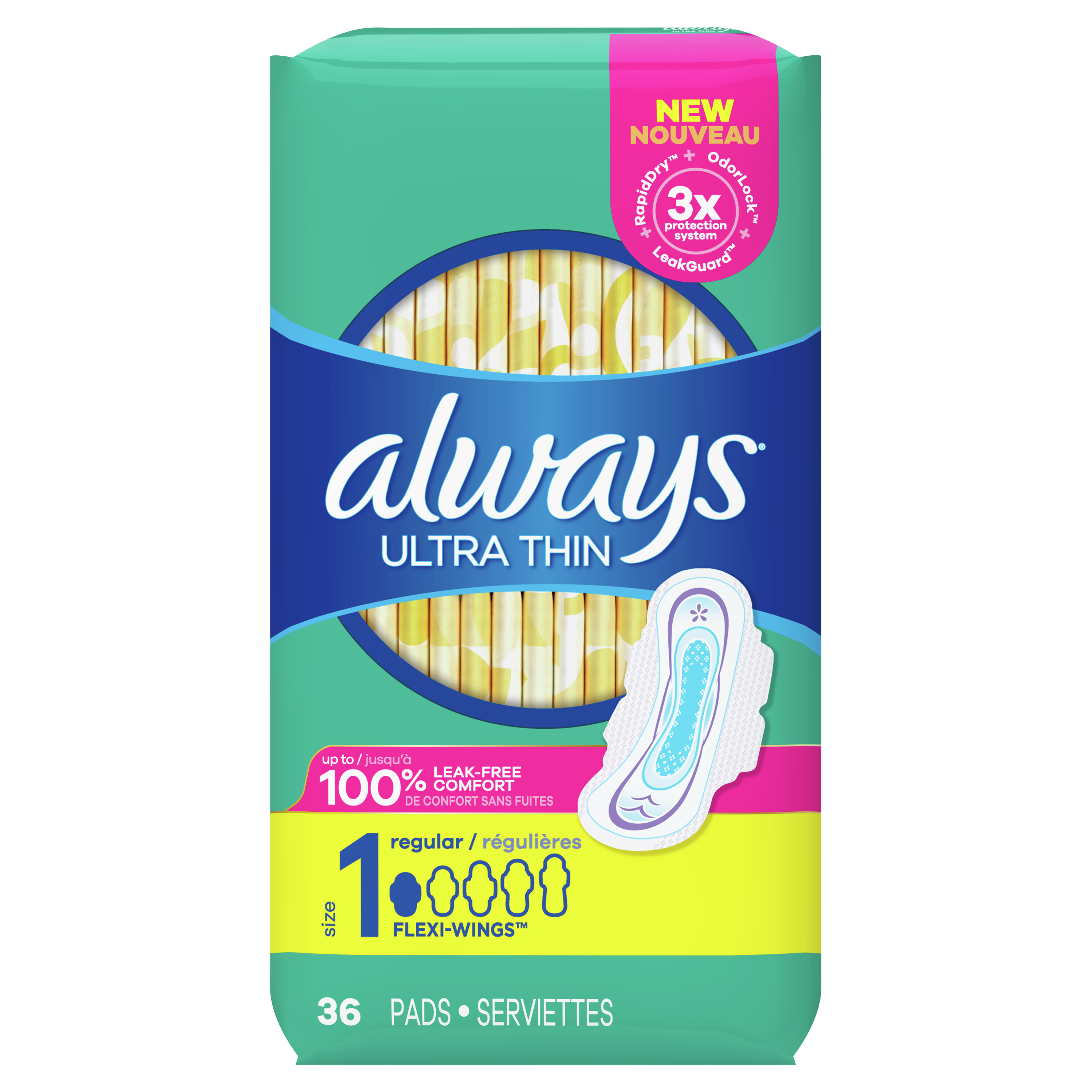 Always Ultra Thin Regular Pads with Wings, Unscented, Size 1, 36 ct Visit the Always Store