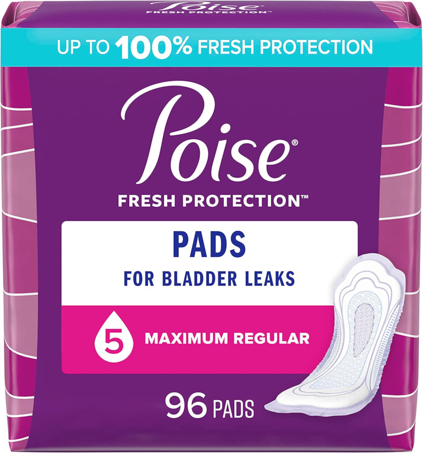 Poise Incontinence Pads & Postpartum Incontinence Pads, 5 Drop Maximum Absorbency, Regular Length, 96 Count, Packaging May Vary Visit the Poise Store