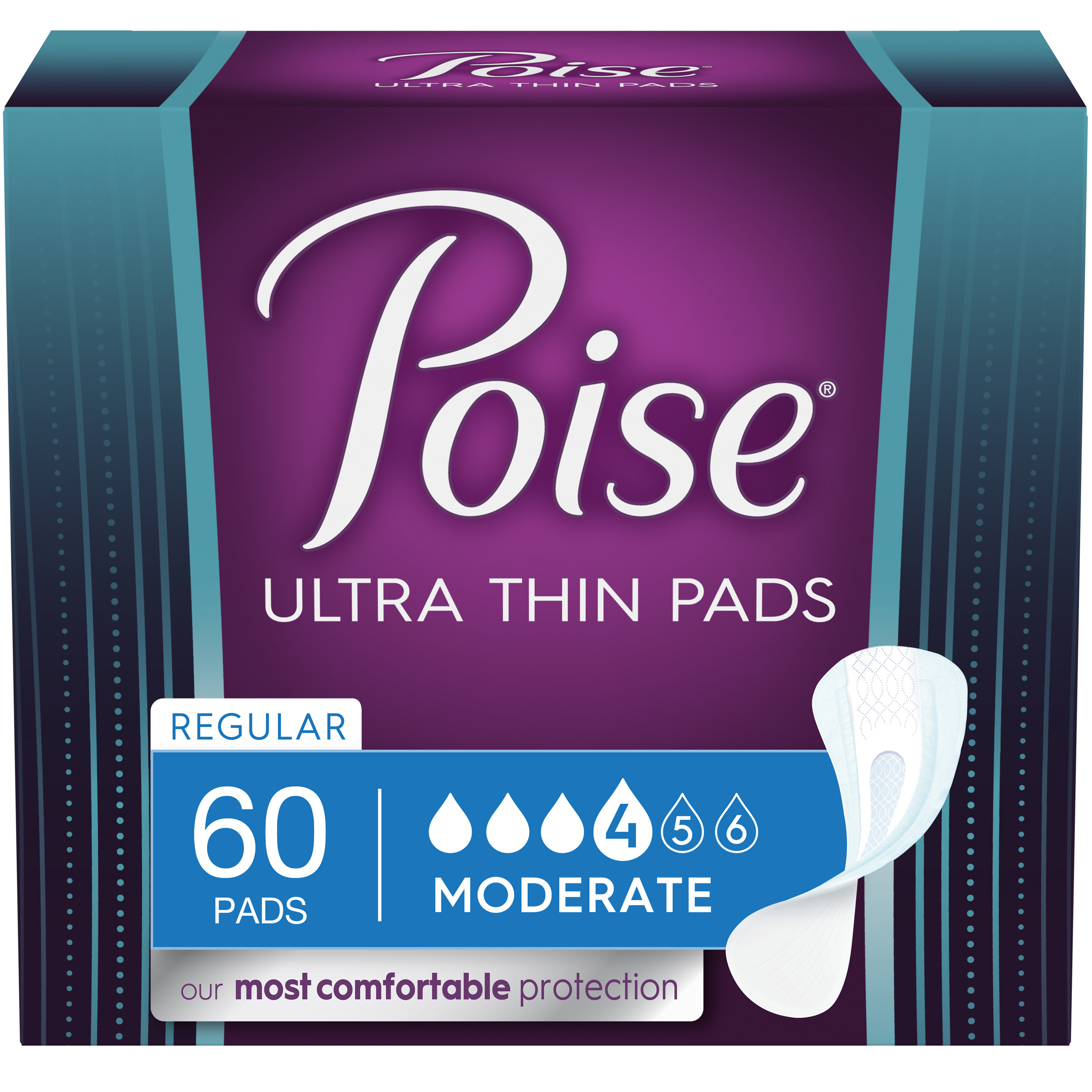 Poise Ultra Thin Incontinence/Bladder Control Pads, Moderate Absorbency, Regular Length, 60 Count Visit the Poise Store