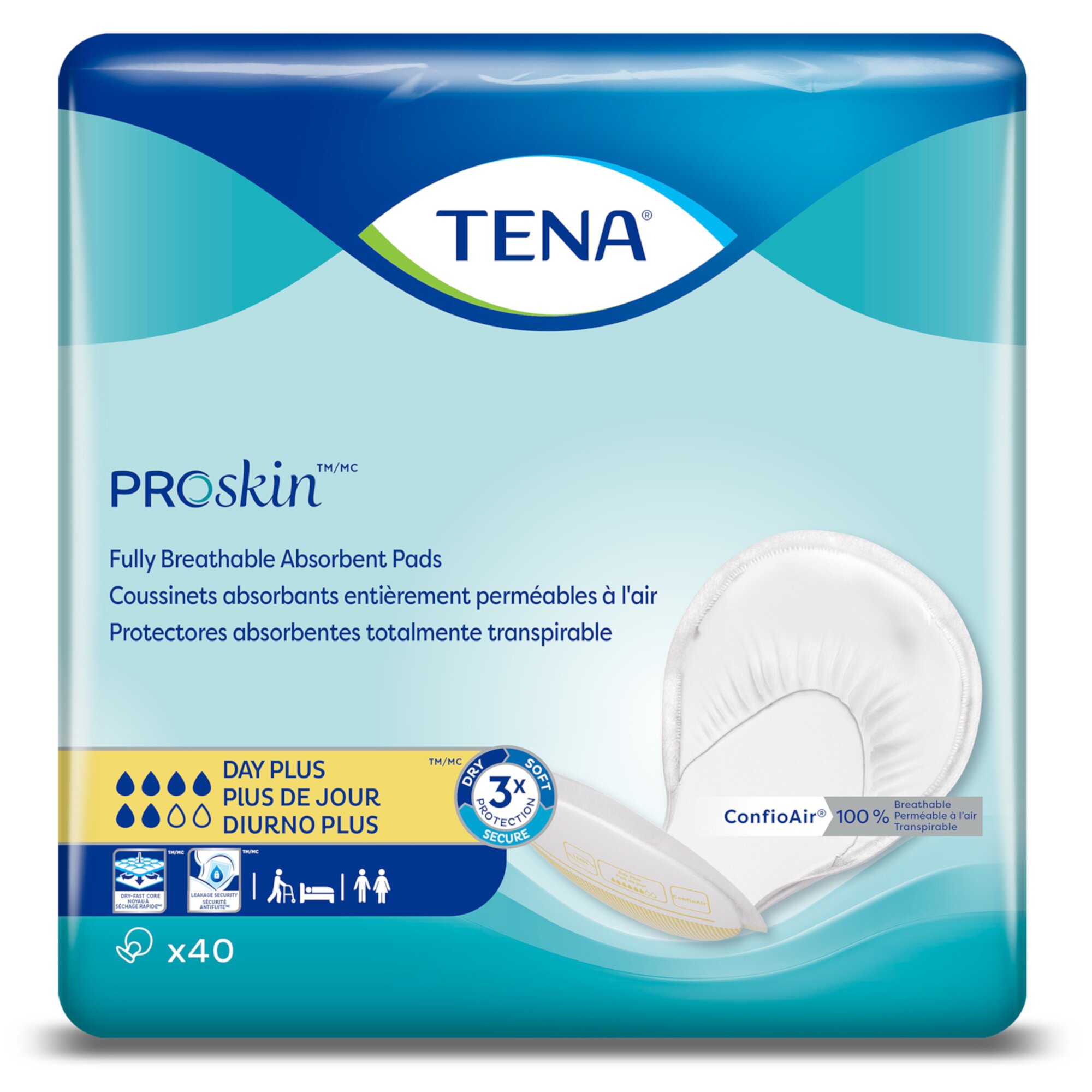 TENA Day Plus Heavy Absorbency Unisex Incontinent Pad, 40 Ct Tena