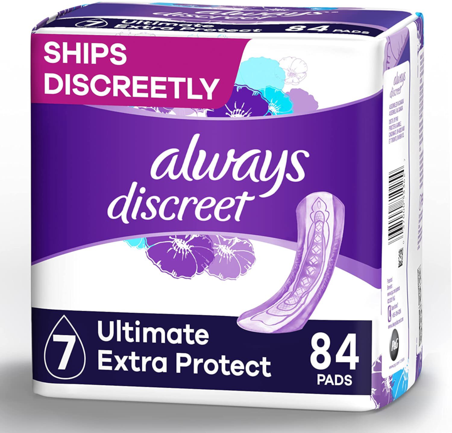 Always Discreet Ultimate Extra Protect Postpartum Incontinence Pads, Ultimate Absorbency, 42 Count, Pack of 2 (84 Count Total) Always Discreet