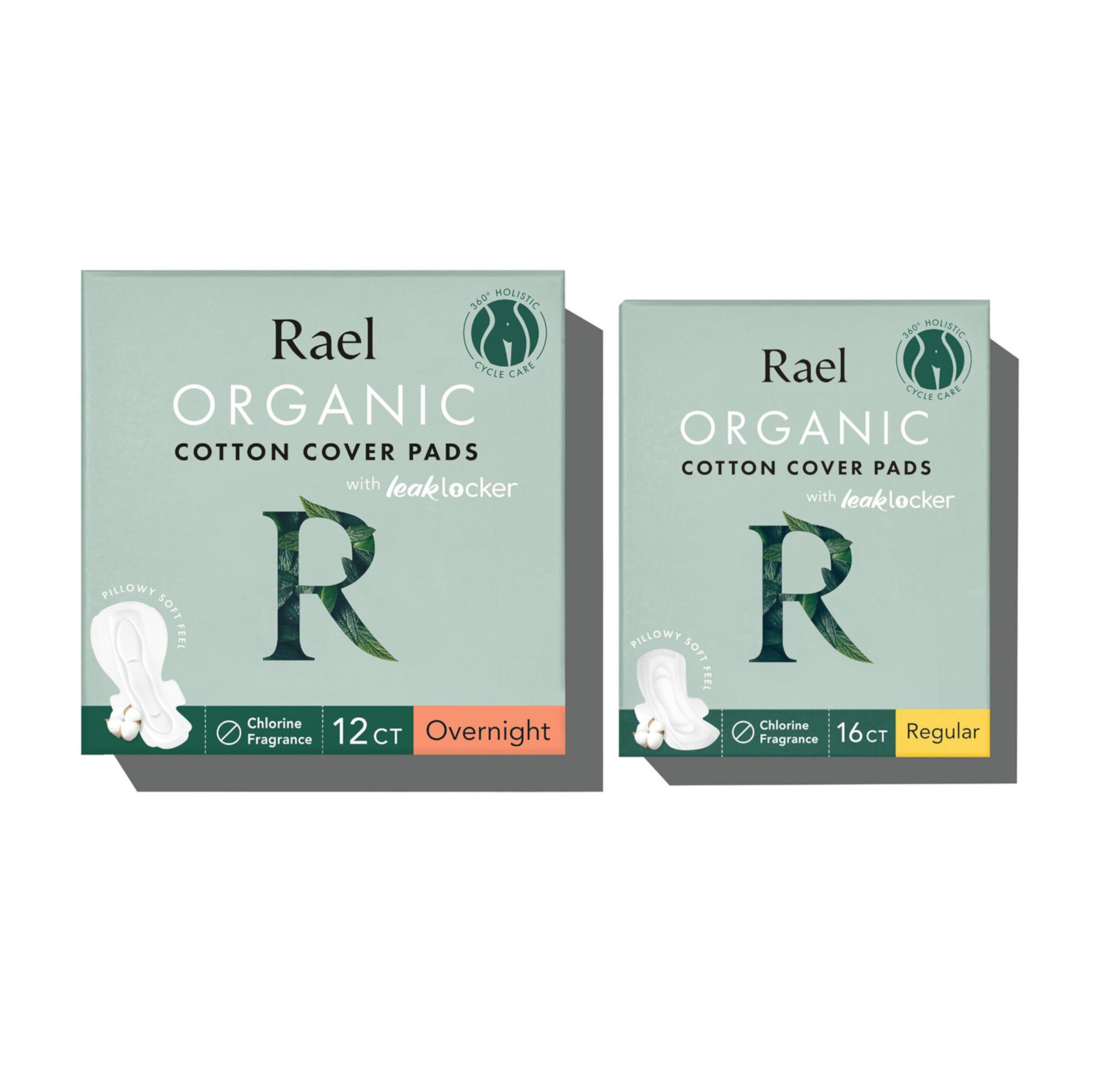 Rael Certified Organic Cotton Cover Pads, Regular & Overnight Bundle, 28 Count Rael