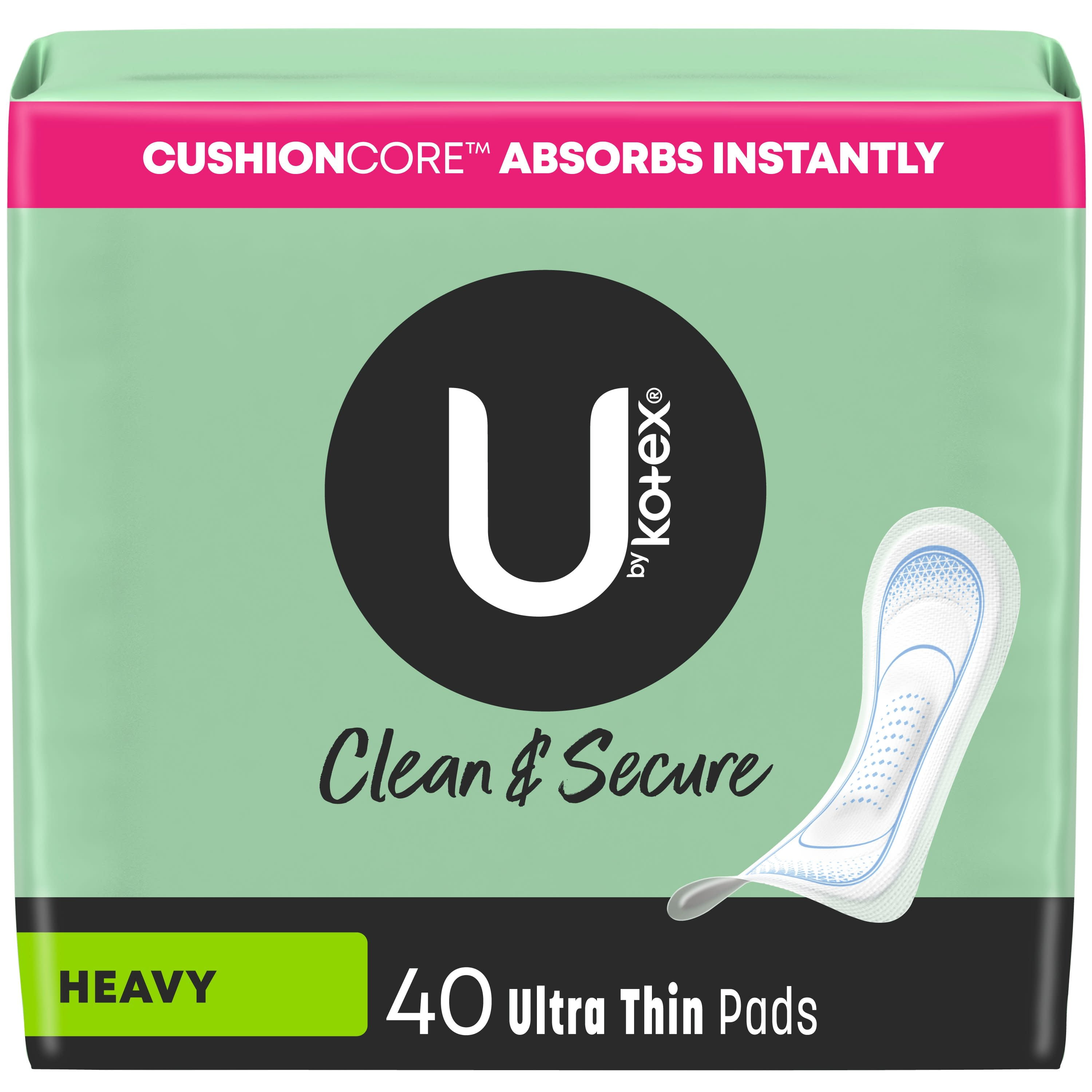 U by Kotex Clean & Secure Ultra Thin Pads, Heavy Absorbency, 40 Count Kotex