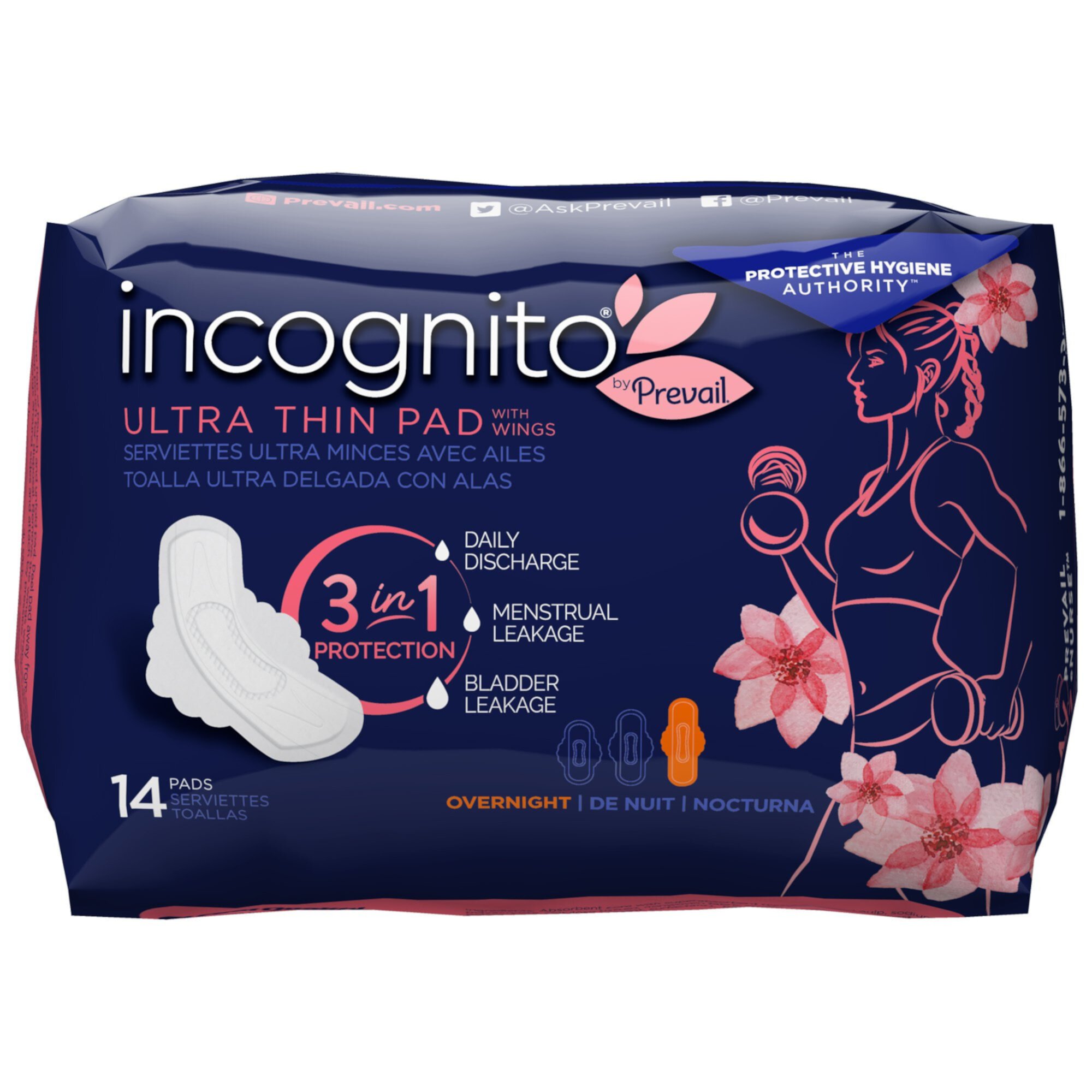 Prevail Incognito by Prevail Overnight Ultra Thin Pad 28 ct Prevail