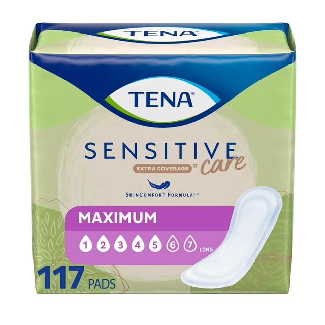 Tena Sensitive Care Maximum Absorbency Incontinence Pad, Long, 117ct Tena