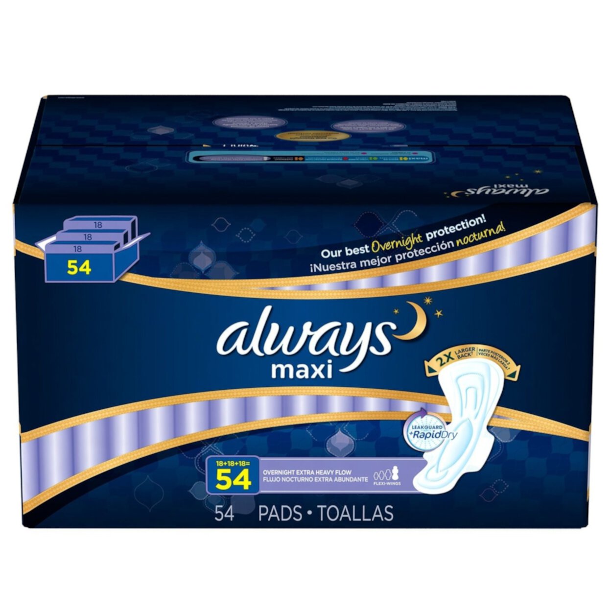 Always Maxi Overnight - Extra Heavy - 54 Count Always