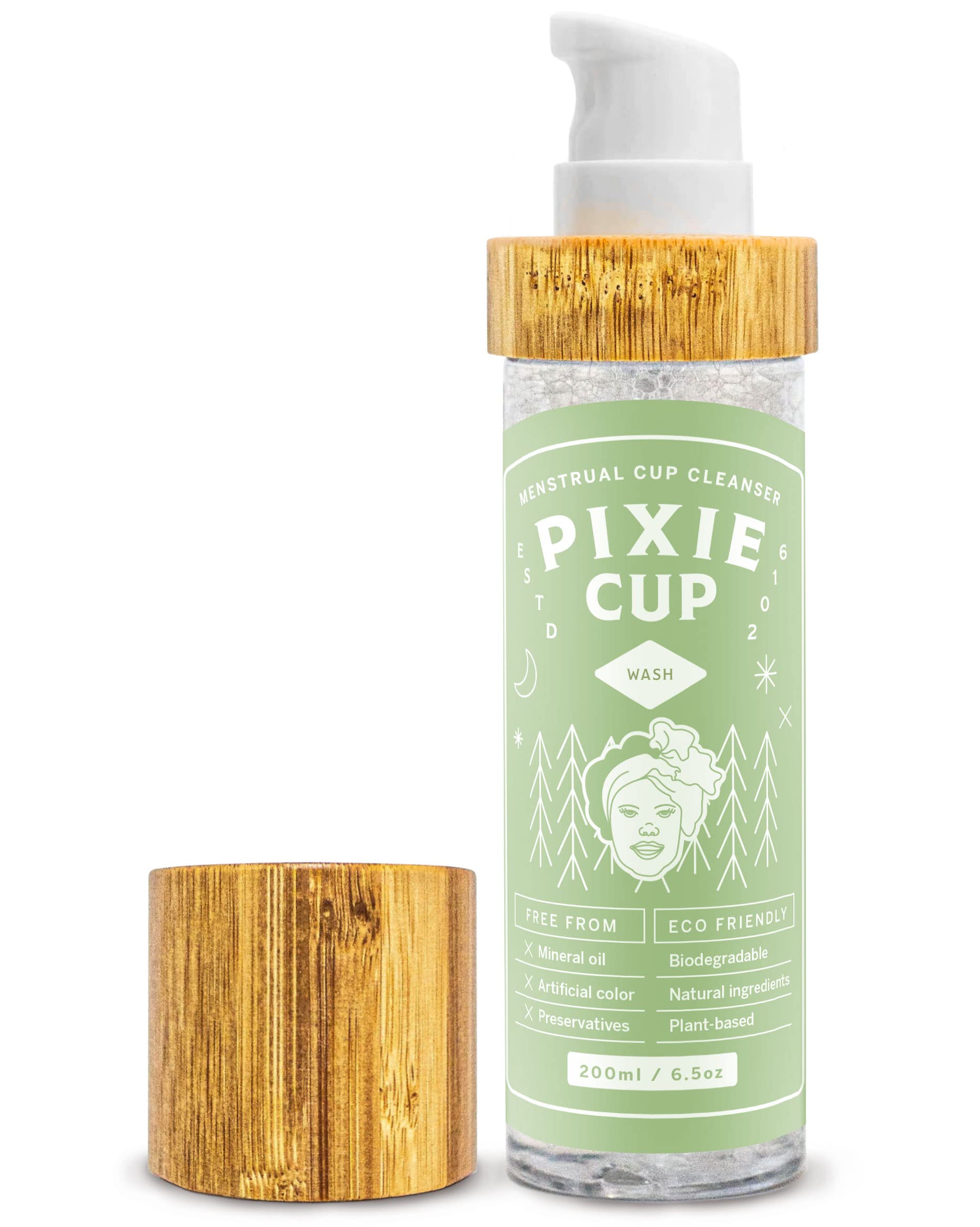 Pixie Menstrual Cup Foaming Cleaner Wash - Organic, Natural Sterilizer for Menstrual Discs (6.8 oz) Pixie Cup