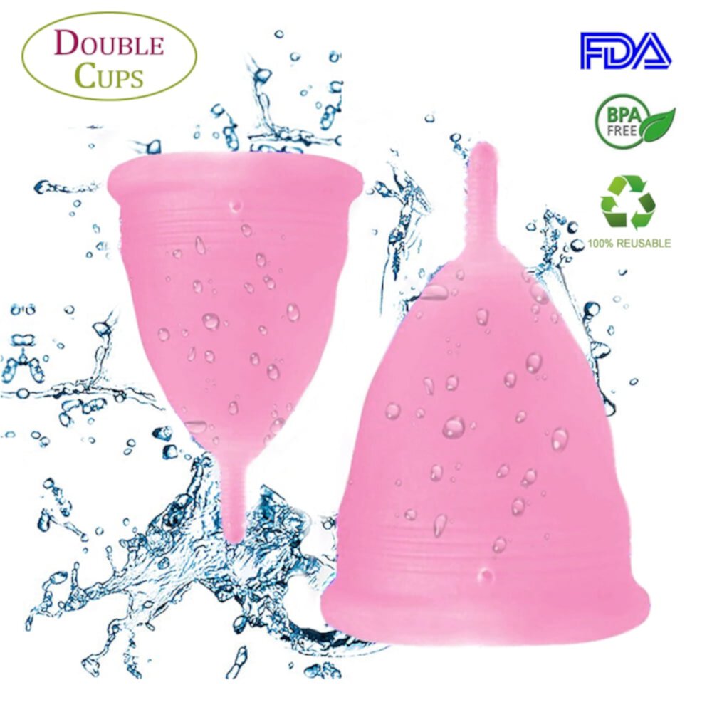 Howarmer Menstrual Cups, Reusable Period Cup for Beginners | Tampons & Pads Alternative, FDA Approved Silicone Menstrual Cup Set | Double Cups (Regular and Heavy Flow) - Blue Howarmer