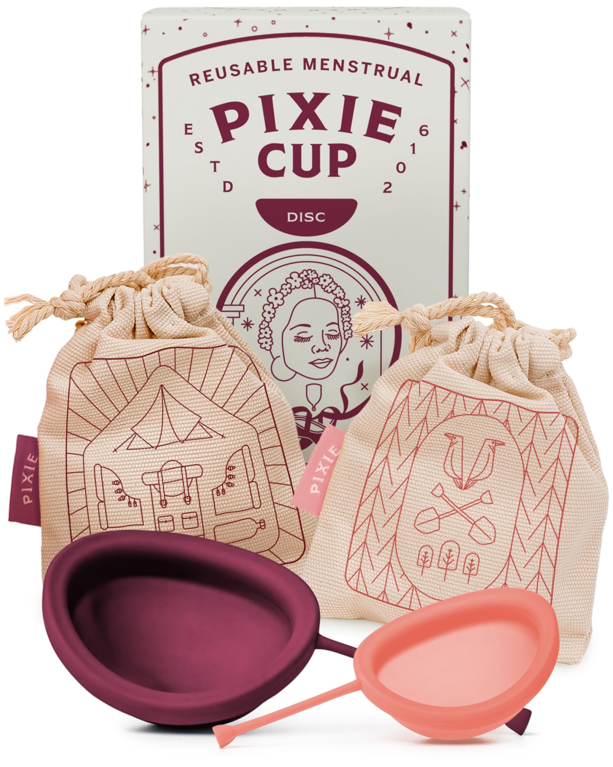 2 Pixie Menstrual Discs - Ranked 1 for Softest Reusable Silicone Period Disc - (Small and Large) Pixie Cup