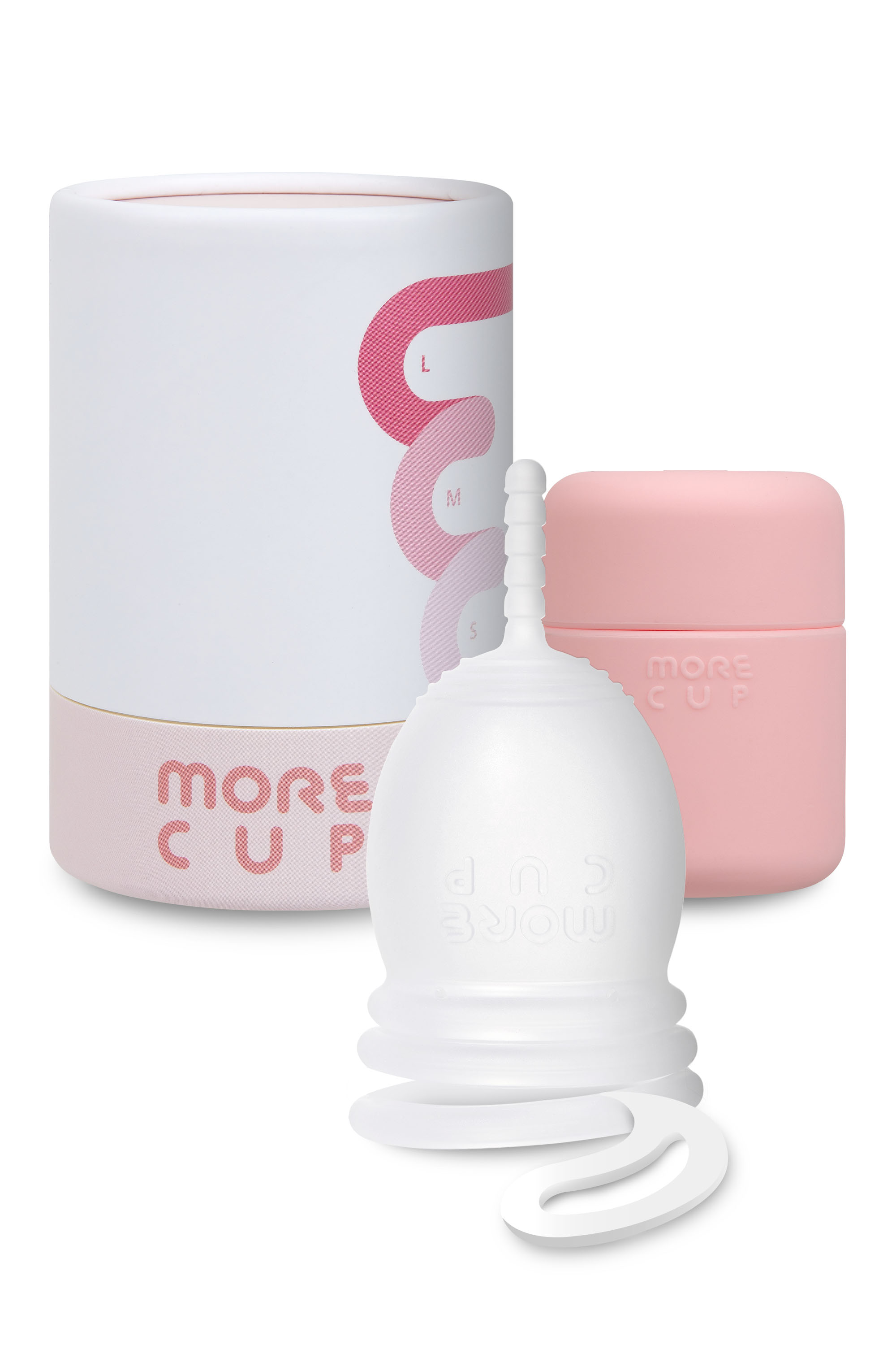 Morecup 100% Silicone Menstrual Cup | Size-Free Menstrual Cup | Period Cup | 100% Medical Silicone | Pink | Reusable | Easy to Remove | Silicone Case Included | Size Adjustable MORE CUP