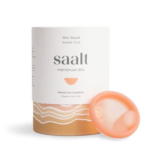 Saalt Menstrual Disc - Soft, Flexible, Reusable Medical-Grade Silicone - Wear 12 Hours - Removal Notch - Two Sizes - Menstrual Cup or Tampon Alternative - Made in USA - Lasts 10 Years (Coral, Small) Saalt