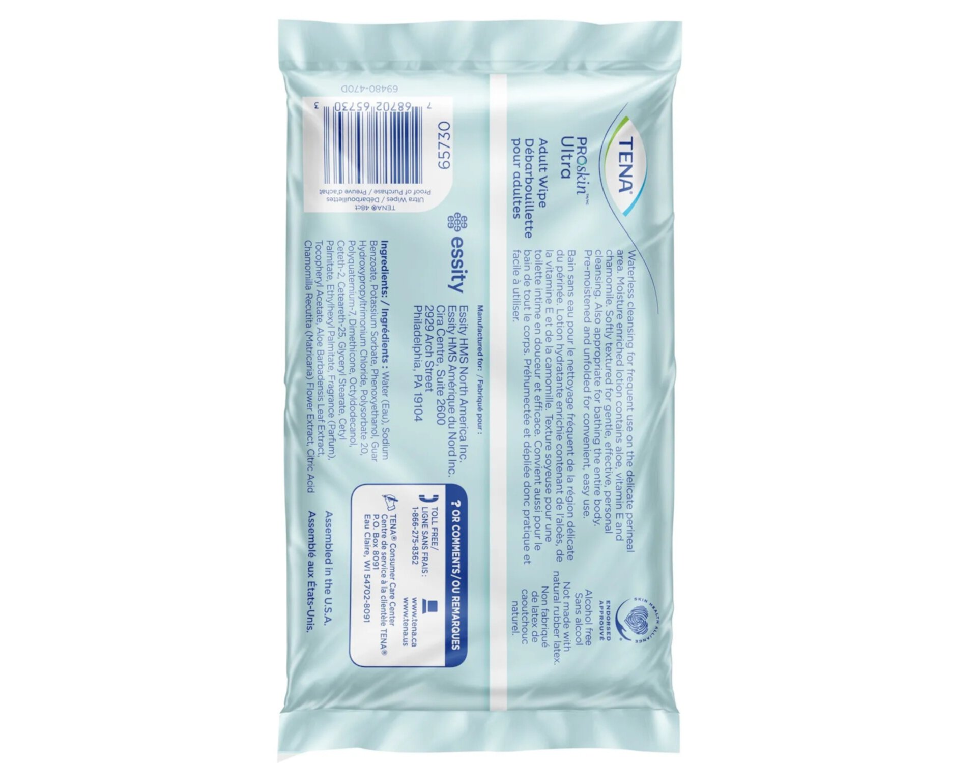 TENA Skincare Incontinence Adult Wipe Pre-Moistened Adult Washcloth 48 ea (Pack of 3) Tena