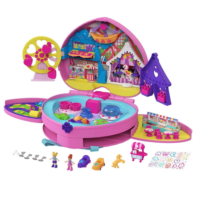 Polly Pocket Travel Toys, Backpack Playset and 2 Dolls, Theme Park Polly Pocket