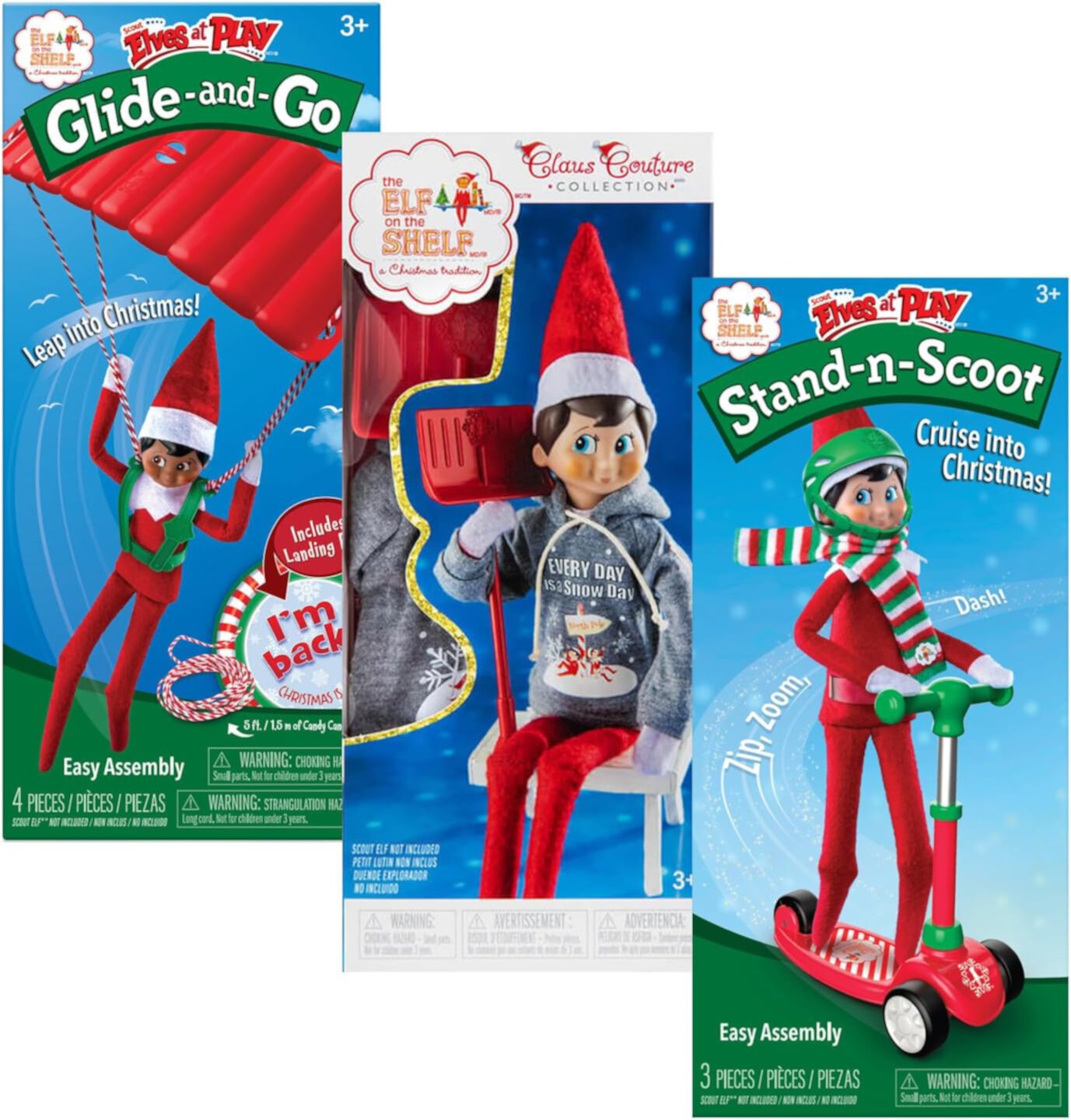 The Elf on The Shelf Claus Couture Outdoor Activity Set: Stand-n-Scoot Cooter, Glide-n-Go Glider, and Snow Day Shovel & Play Set Visit the The Elf on the Shelf Store