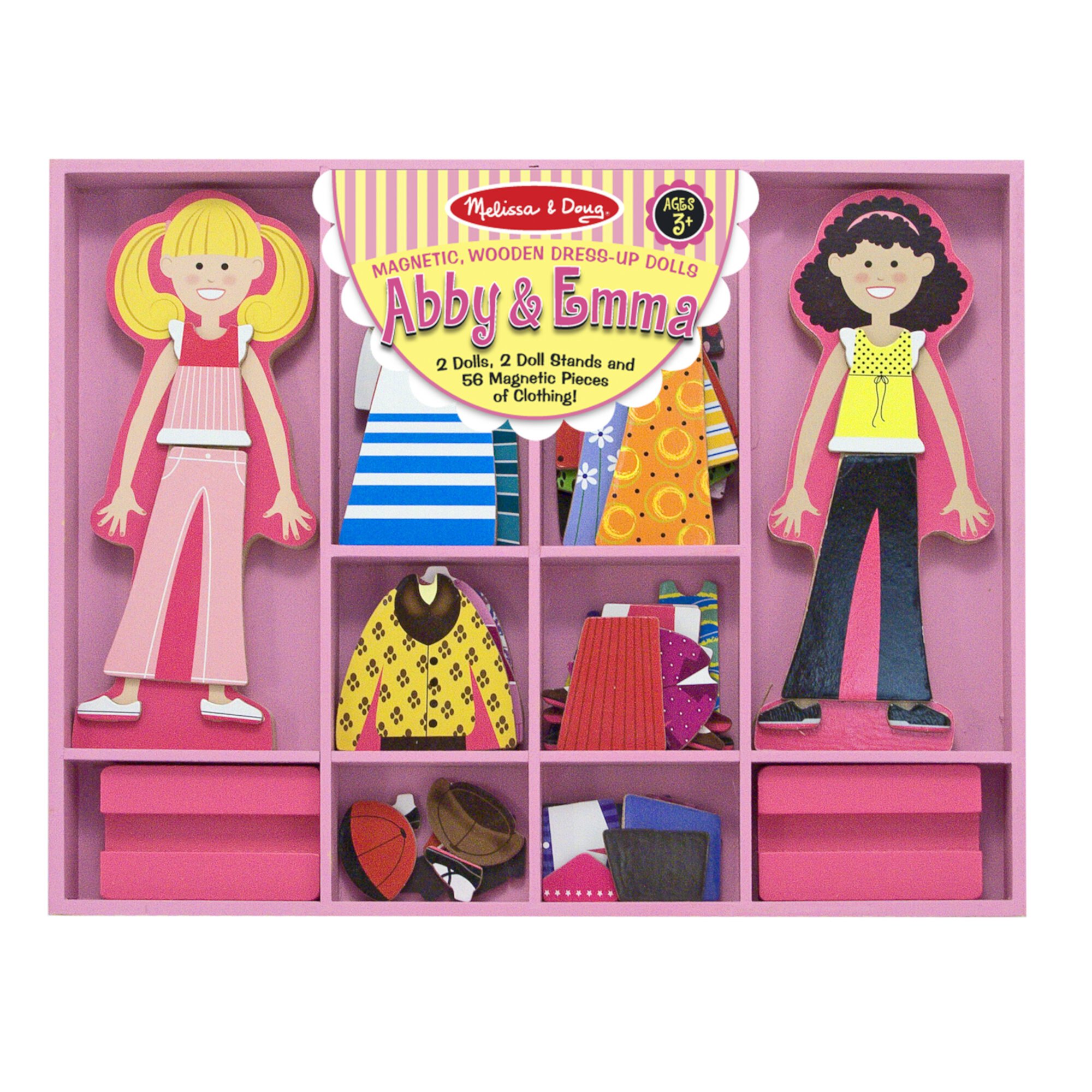 Melissa & Doug Abby and Emma Deluxe Magnetic Wooden Dress-Up Dolls Play Set (55+ pcs) Melissa & Doug