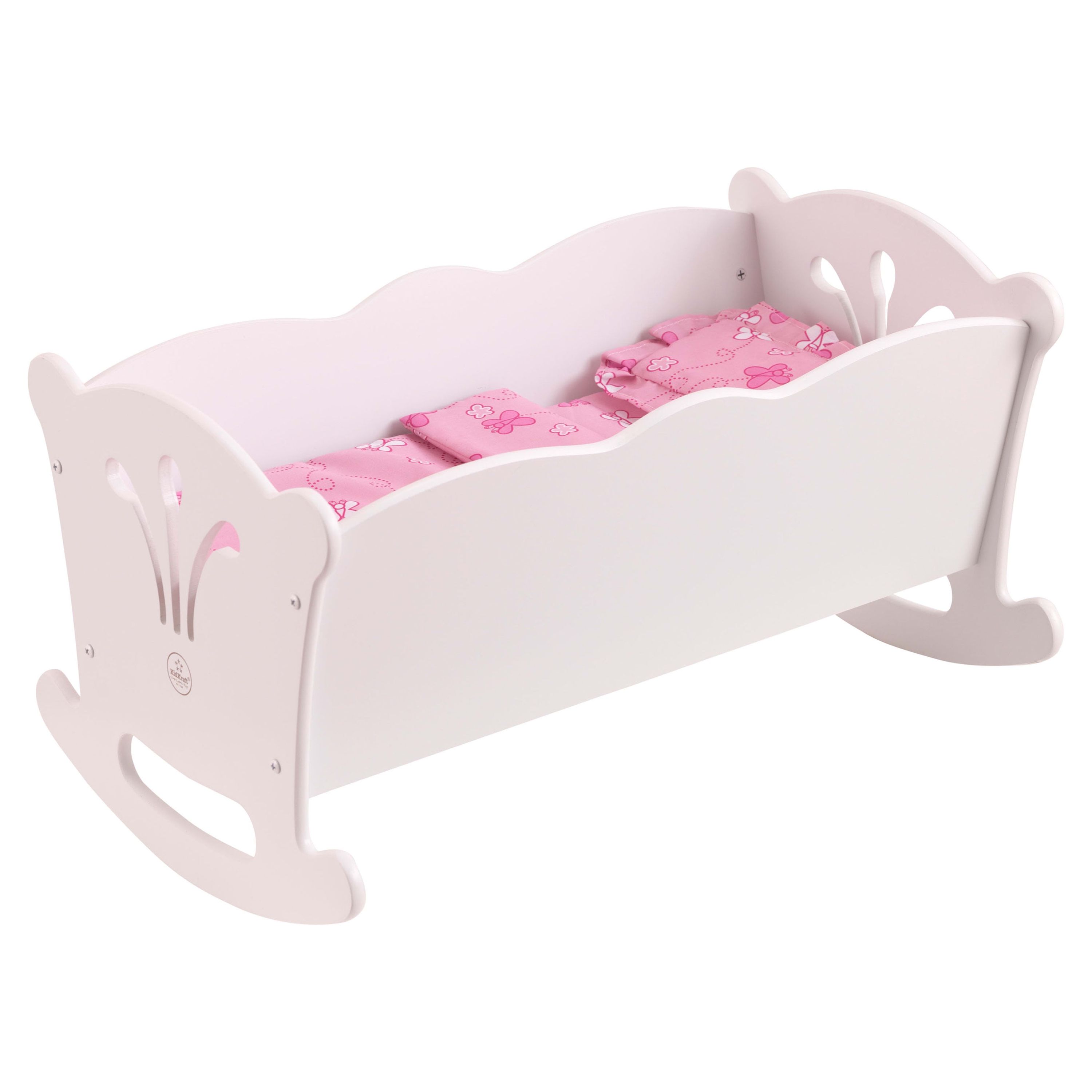 KidKraft Wooden White Lil' Doll Rocking Cradle for 18-inch Dolls KidKraft