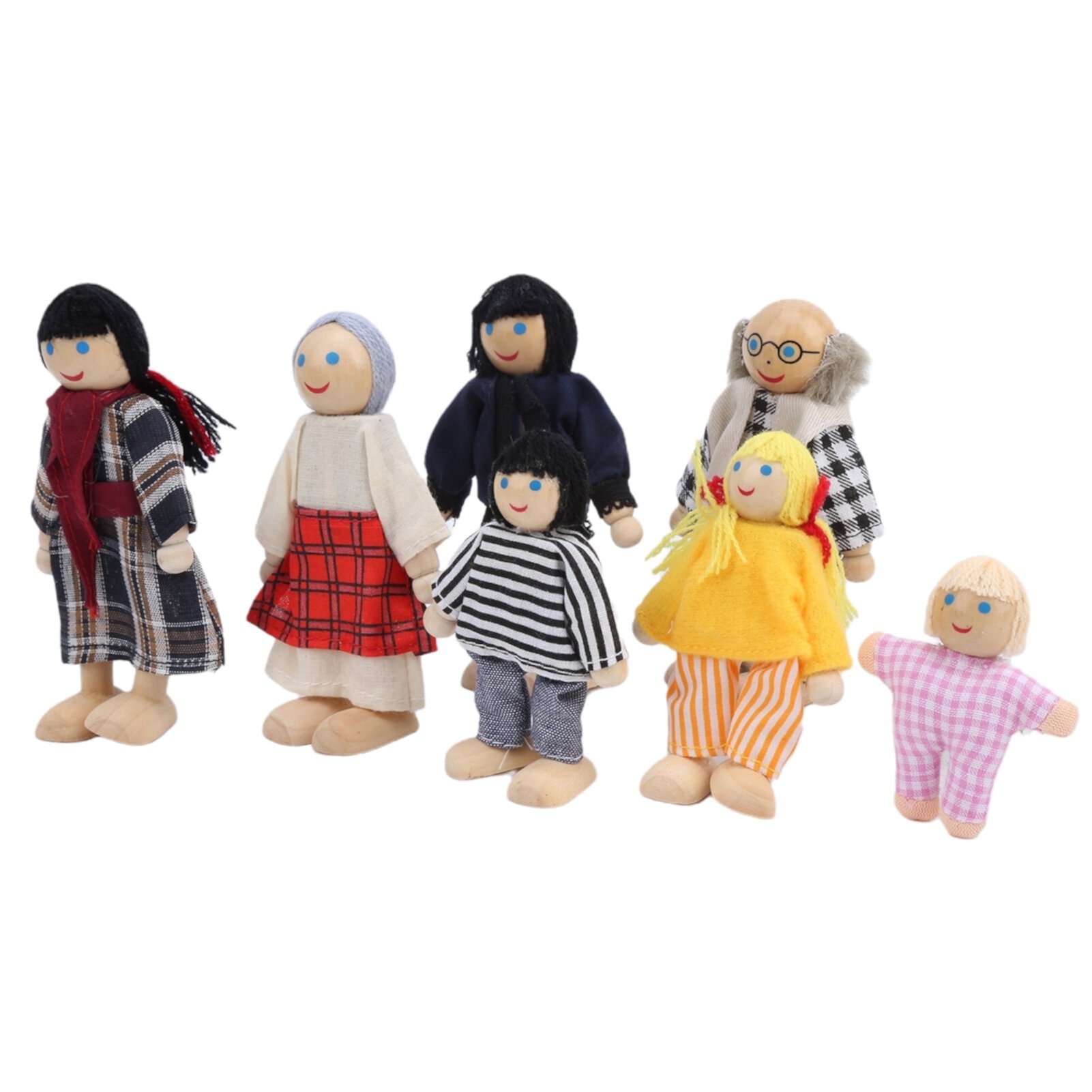 Wooden Dollhouse Family Set Mini People Figures Dollhouse Dolls Wooden Doll Family Pretend Play Figures Accessories For Girls Toddler Kids Pretend Dollhouse Toy LIYJTK