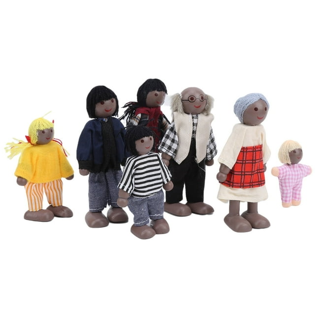 Wooden Dollhouse Family Set Mini People Figures Dollhouse Dolls Wooden Doll Family Pretend Play Figures Accessories For Girls Toddler Kids Pretend Dollhouse Toy LIYJTK