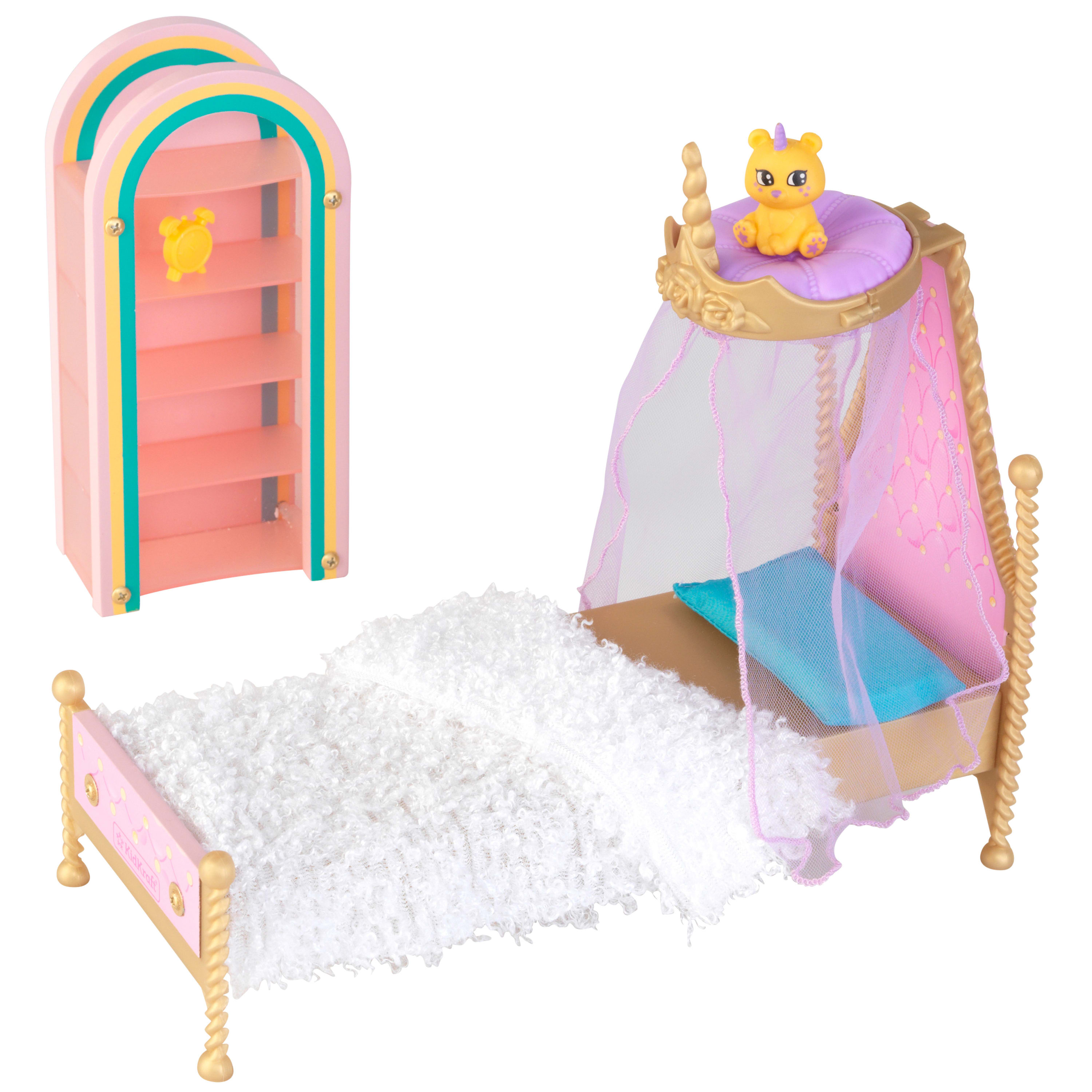 KidKraft Rainbow Dreamers Cloud Bedroom Dollhouse Furniture with 8 Pieces KidKraft