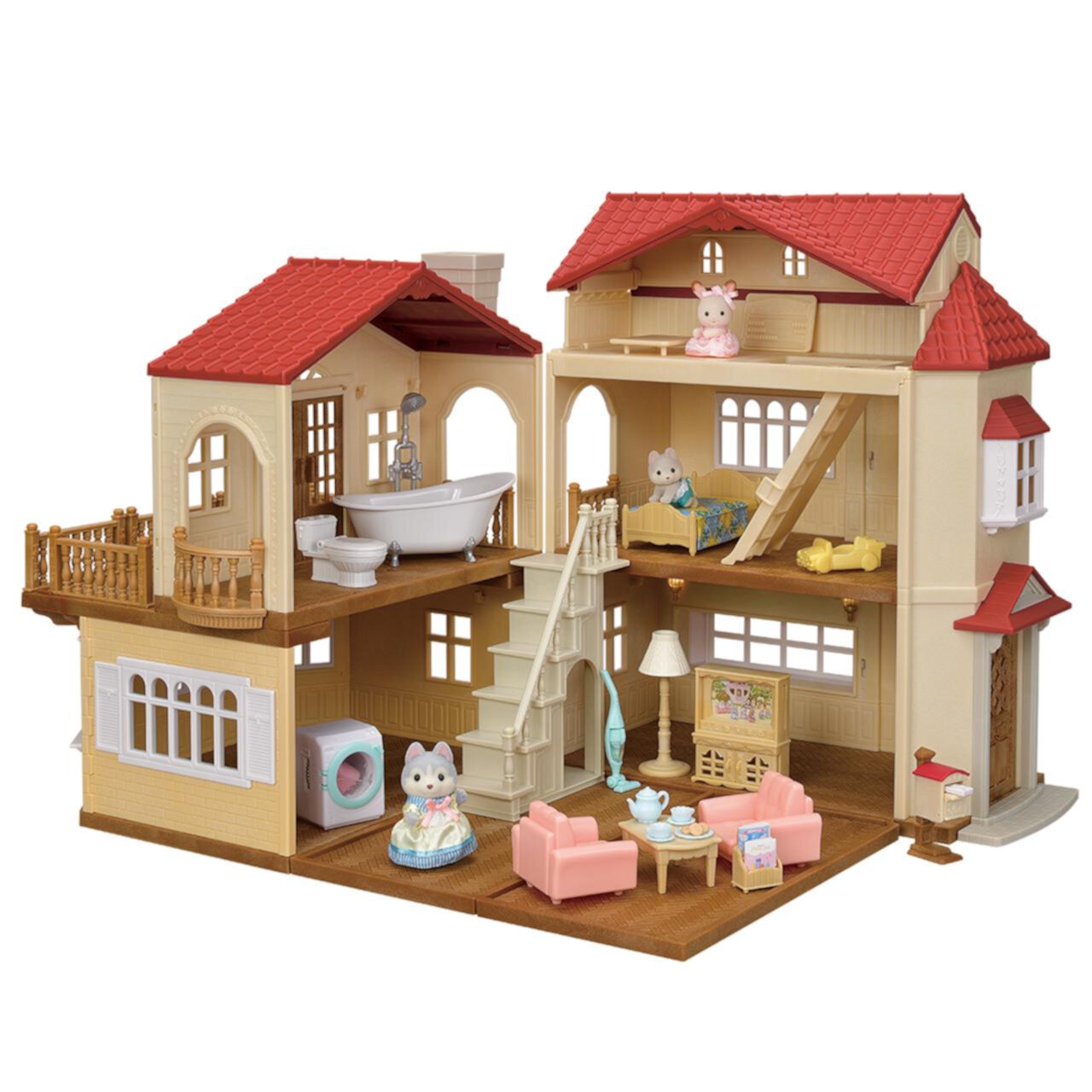 Calico Critters Red Roof Country Home Gift Set - Secret Attic Playroom, Dollhouse Playset with Figures and Accessories Calico Critters