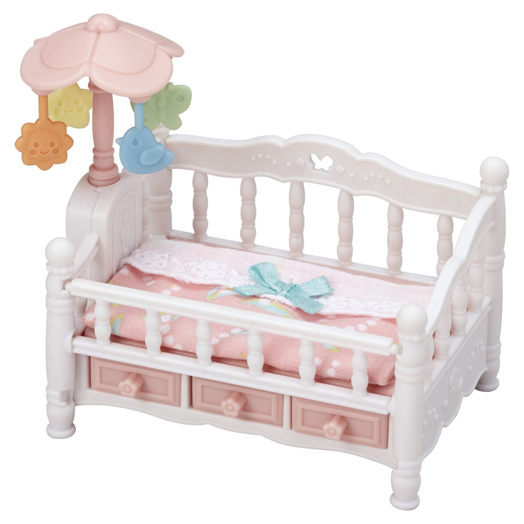 Calico Critters Crib with Mobile, Dollhouse Furniture Set with "Working" Features Calico Critters