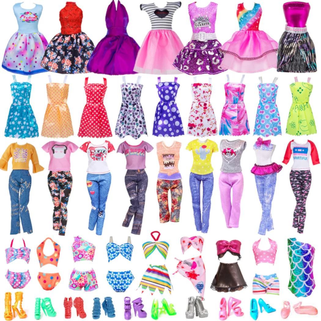 32pc Doll Clothes and Accessories Include Party Dresses Outfits Bikini Shoes for 11.5 inch Dolls Ebuddy