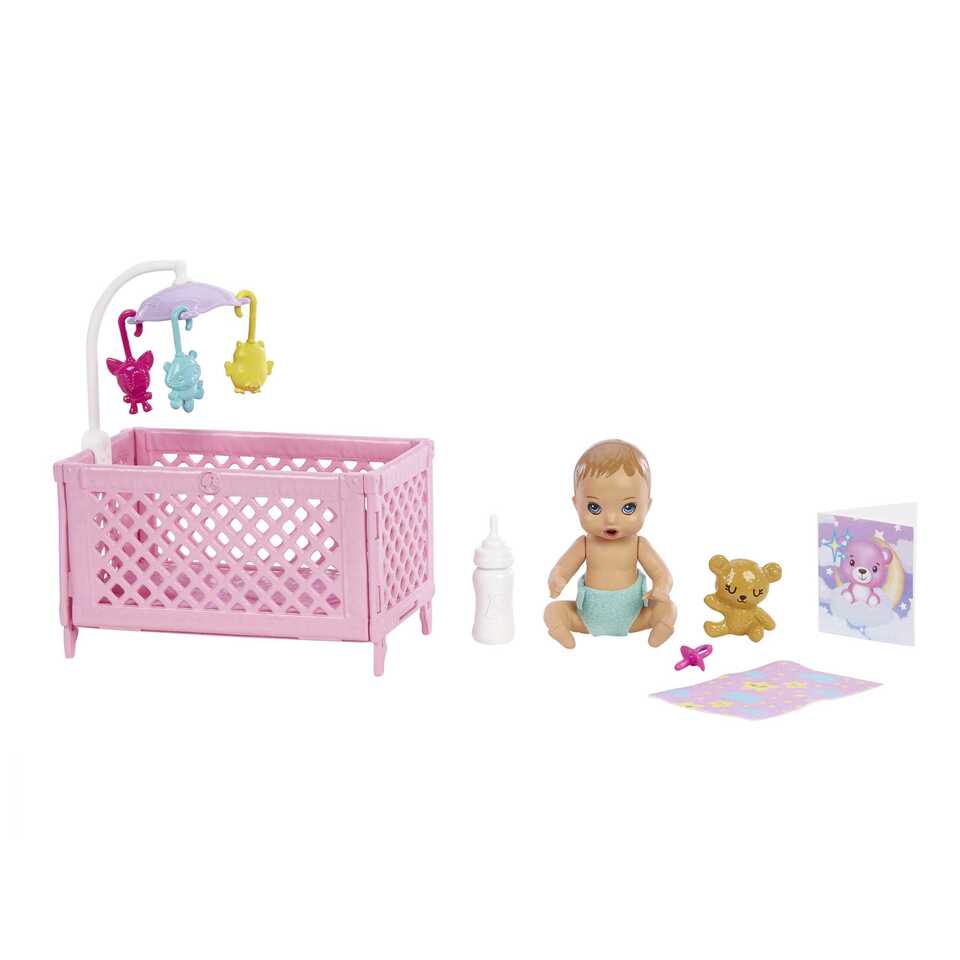 Игровой набор Barbie Skipper: кукла-няня, неизменяемая кроватка, кукла и аксессуары Barbie