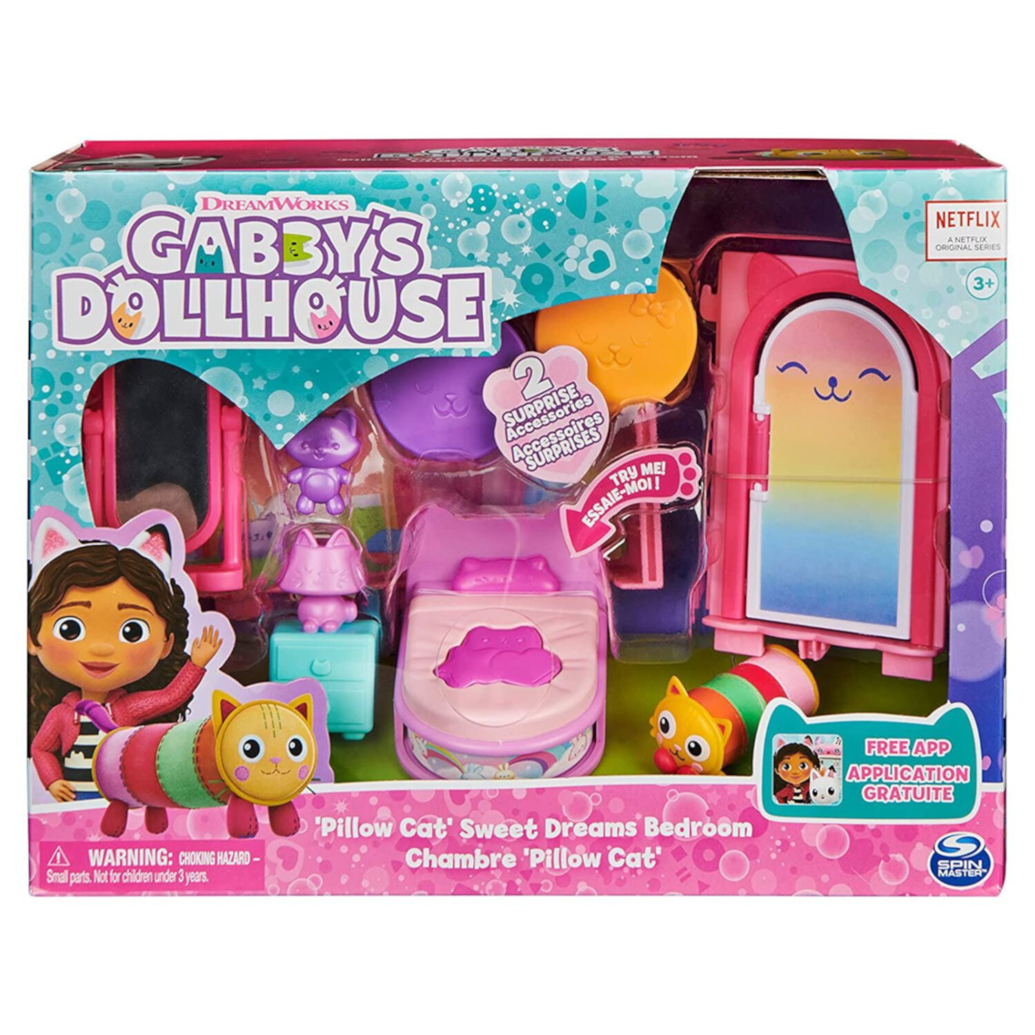 Gabby's Dollhouse, Sweet Dreams Bedroom with Pillow Cat Figure and 3 Accessories, 3 Furniture and 2 Deliveries, Kids Toys for Ages 3 and Up Gabby's Dollhouse