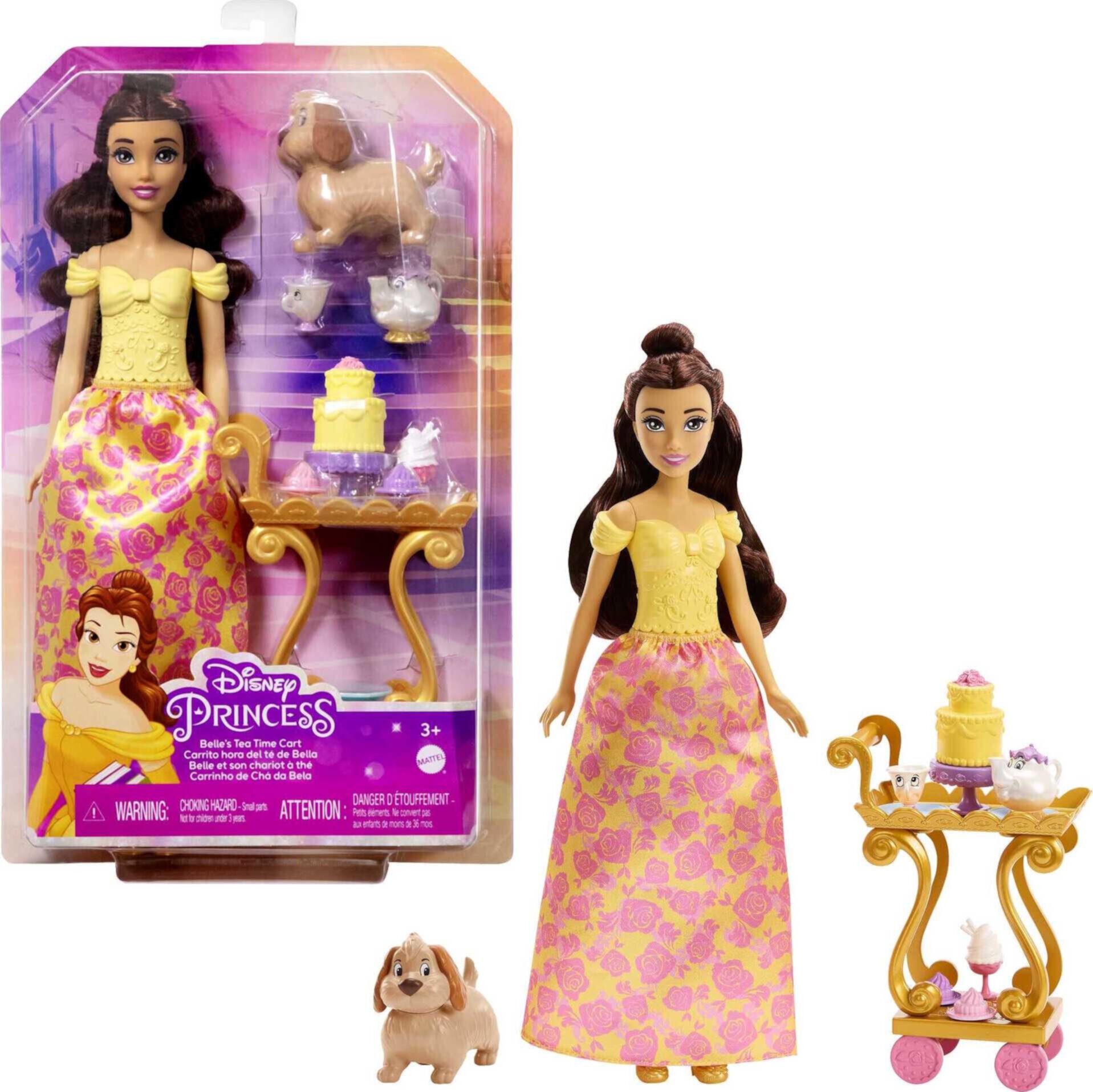 Disney Princess Belle’s Tea Time Cart Doll and Playset with Fashion Doll, Cart and Accessories Disney Princess