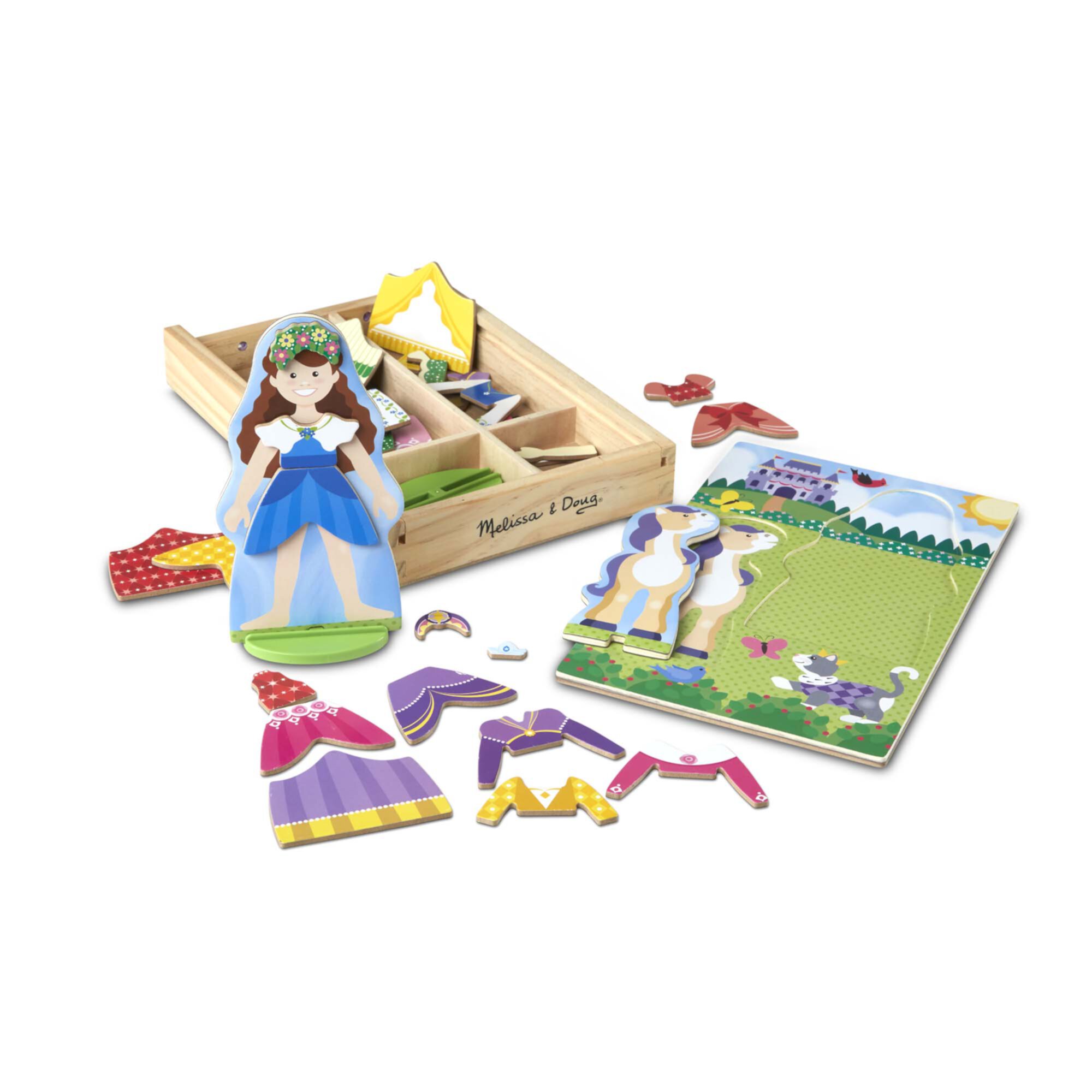 Melissa & Doug Princess & Horse Magnetic Dress-Up Wooden Dolls Pretend Play Set (35 pcs) Melissa & Doug