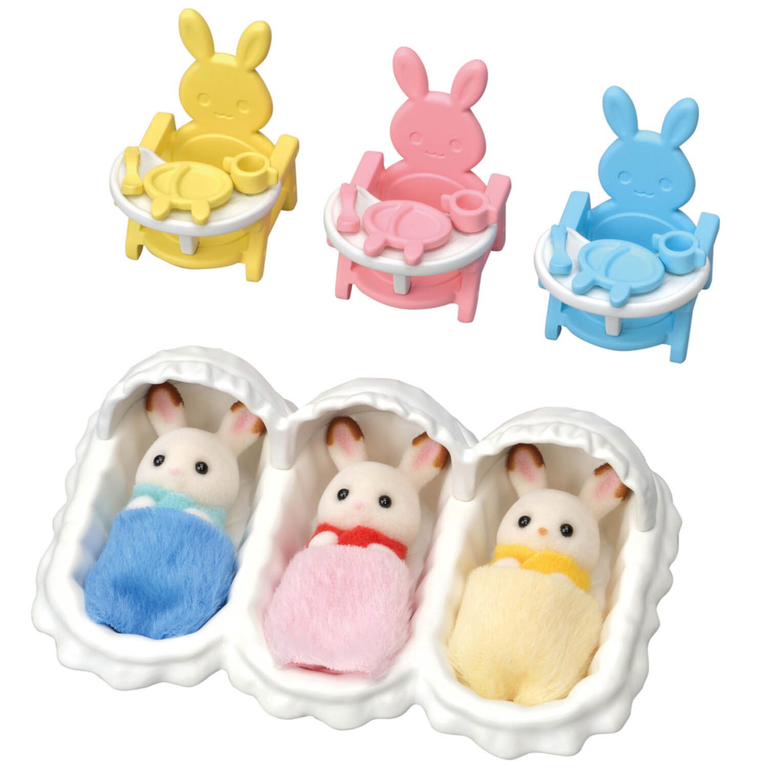 Calico Critters Triplets Care Set, Dollhouse Playset with 3 Figures and Accessories Calico Critters