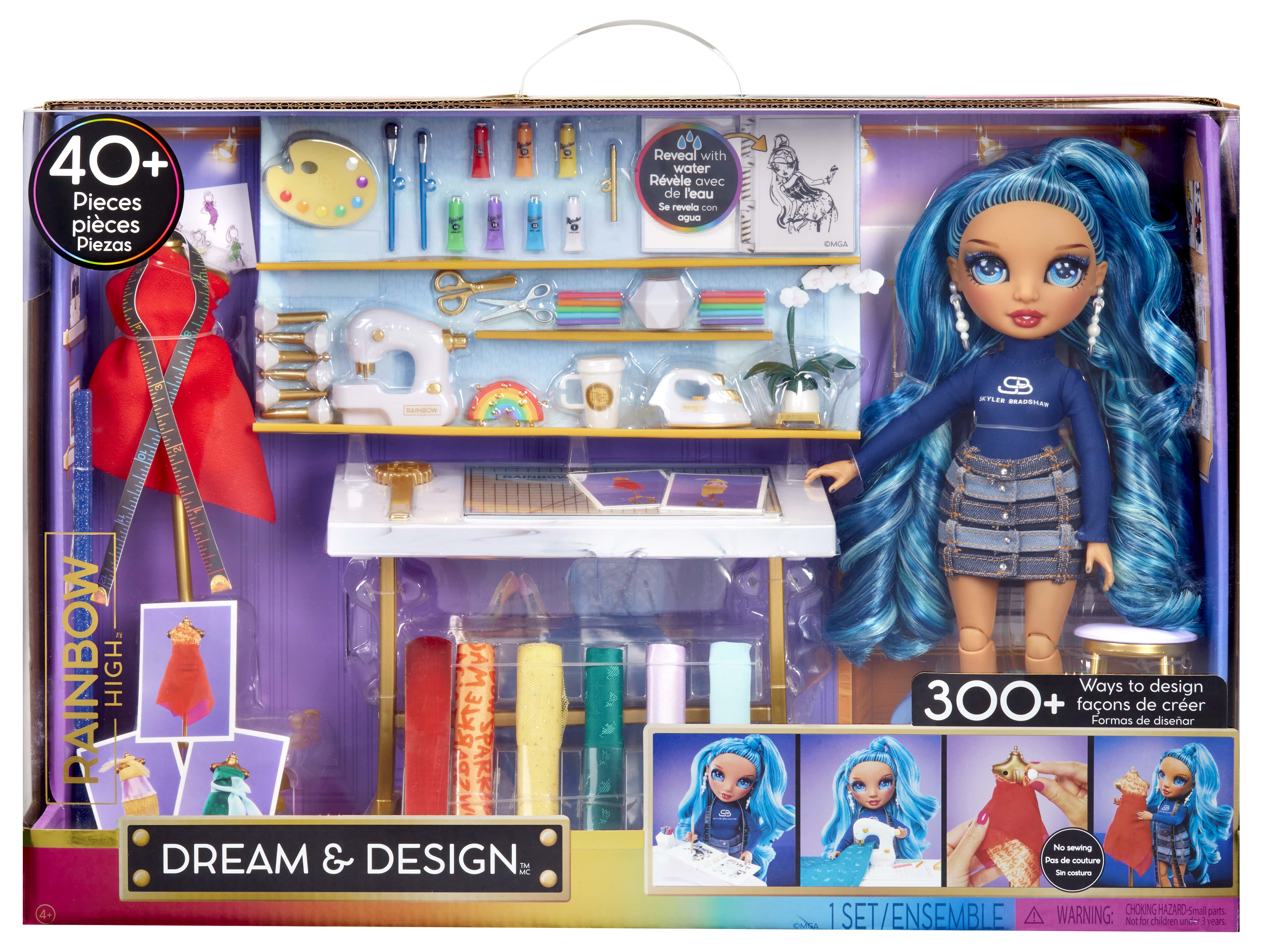 Rainbow High Dream & Design Fashion Studio, Designer Playset with Blue Skyler Doll, Easy No Sew Fashion Kit Kids Toy Gift 4-12 Rainbow High