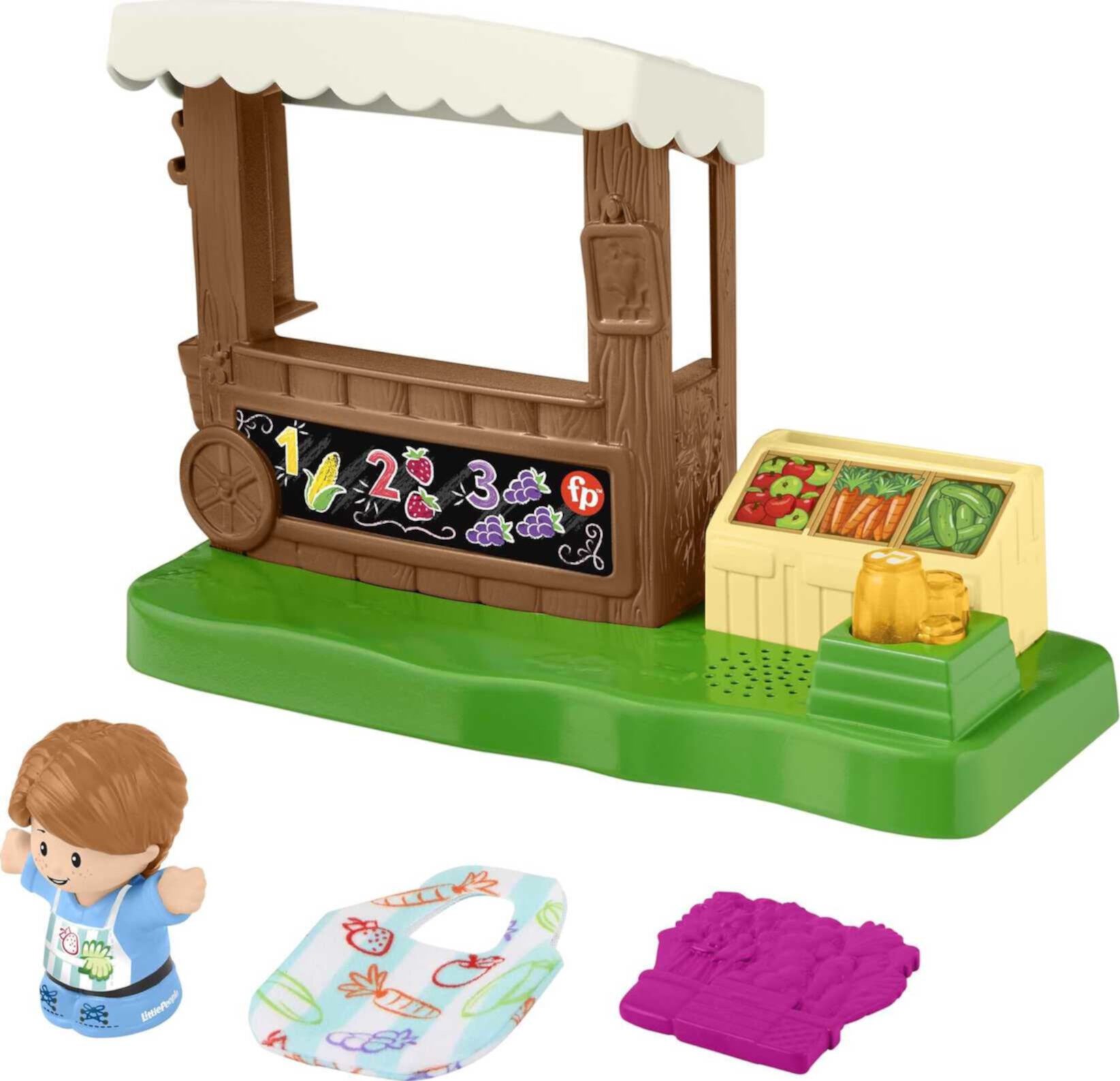 Fisher-Price Little People Farmers Market Toddler Playset with Light and Sounds, 4 Pieces Little People