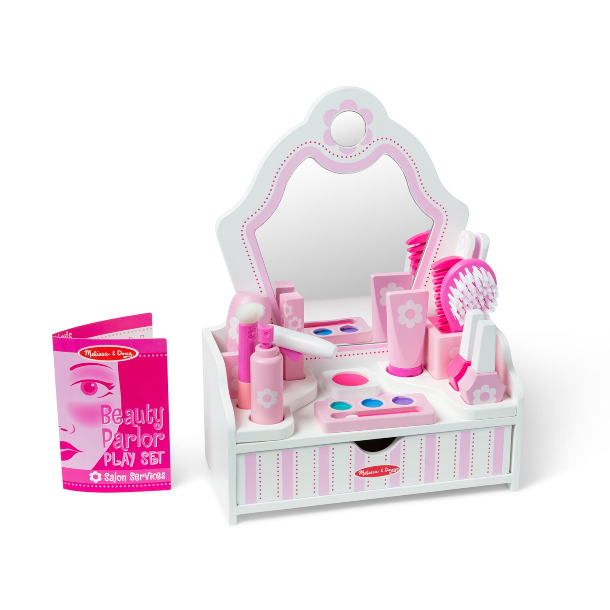 Melissa & Doug Wooden Beauty Salon Play Set with Vanity, 18 Pieces, Toddler Toy Ages 3+ Melissa & Doug