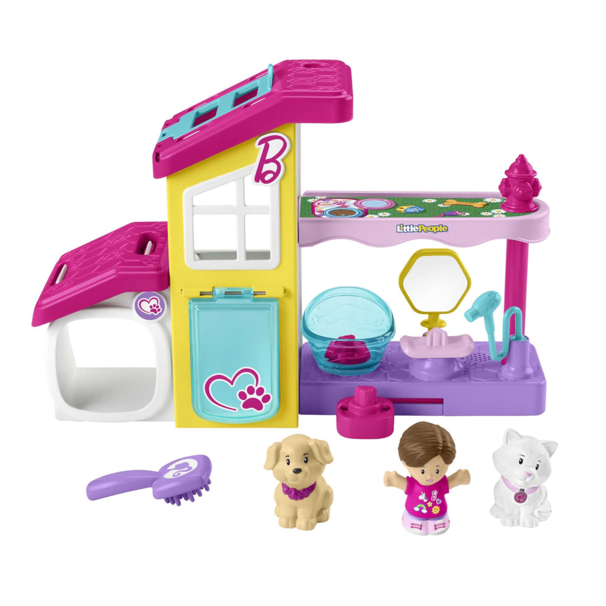 Fisher-Price Little People Barbie Play and Care Pet Spa Musical Toddler Playset, 4 Pieces Little People