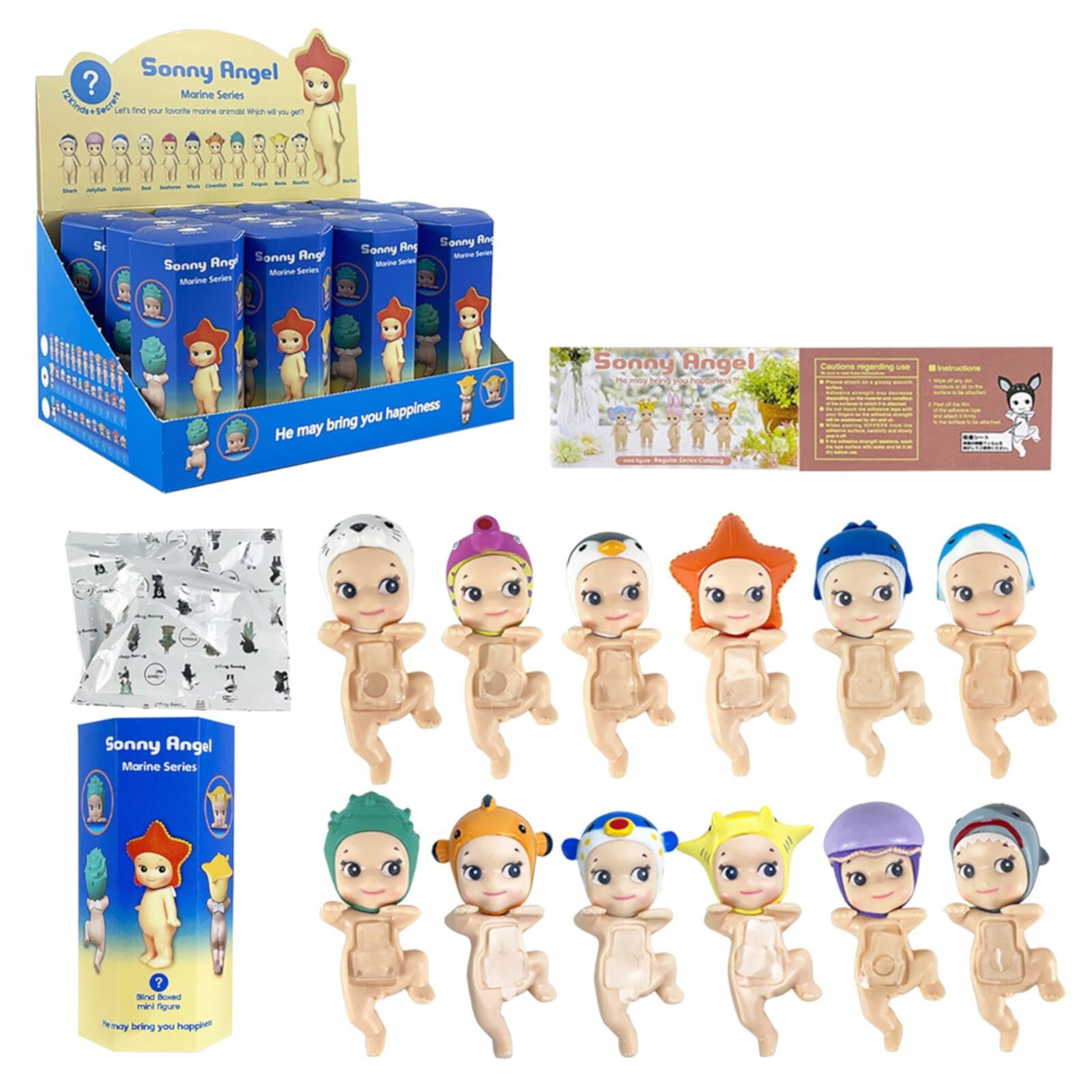 Sonny Angel HIPPERS Marine Animal Series,  Set of 12  Pack Mini Action Figures Blind Box Set, Cute Accessory for Phone and Computer, Christmas Birthday Gifts for Men and Women,  Hot Sale New Models ! BDDVIQNN