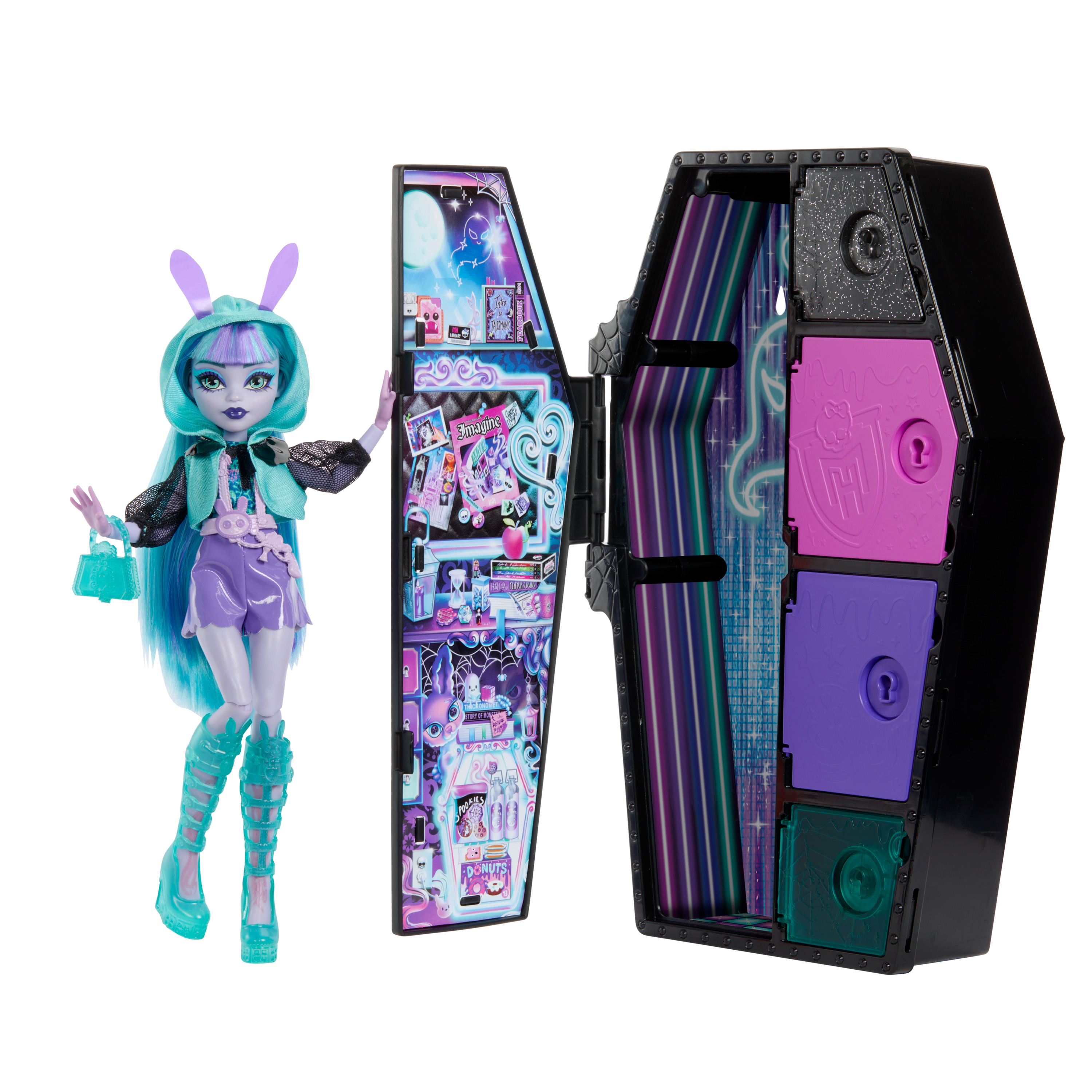 Monster High Doll Twyla Skulltimate Secrets: Neon Frights, Blue and Purple Monster High