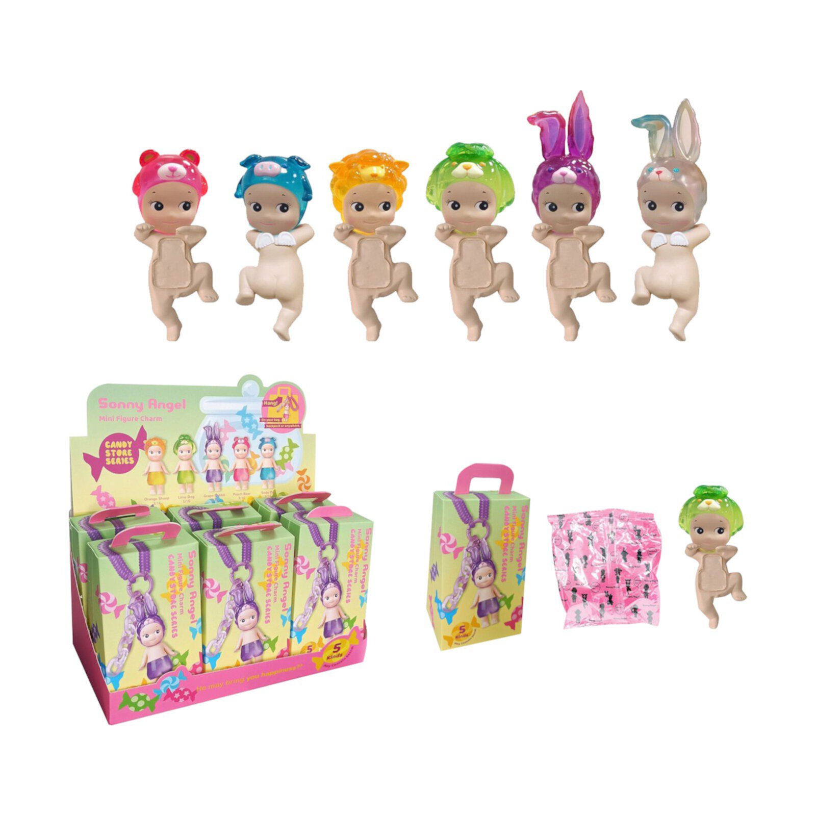 6Pcs Sonny Angel HIPPERS - Mini Figure Charm Series,3.14x1.57Inch Limited Series - 1 Assorted Box,Cute Collectible Dolls for Car,Christmas Birthday Gifts for Kids Boys Girls Big Sale! BDDVIQNN