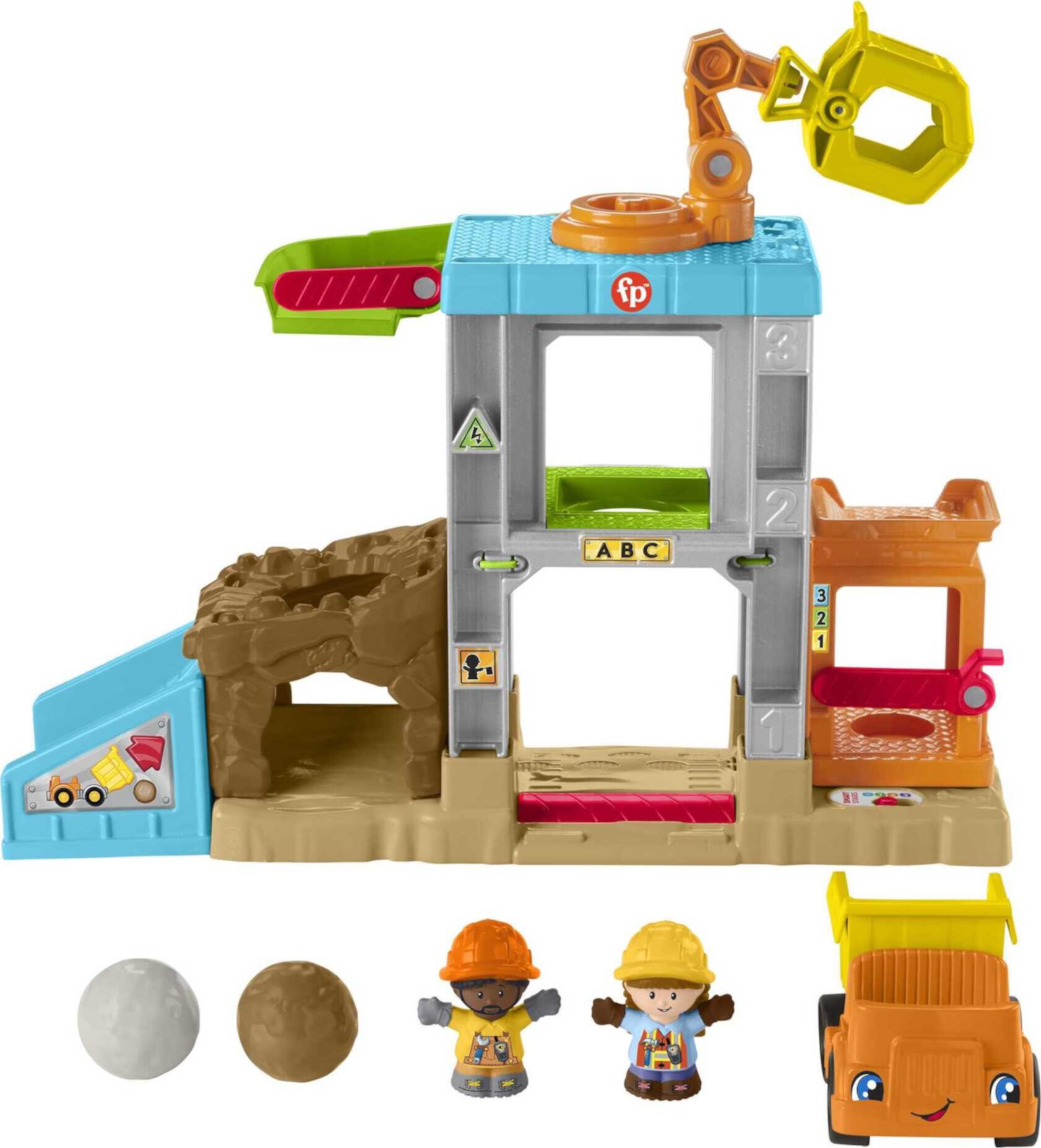 Fisher-Price Little People Load Up ‘N Learn Construction Site Toddler Musical Playset with 5 Pieces Little People