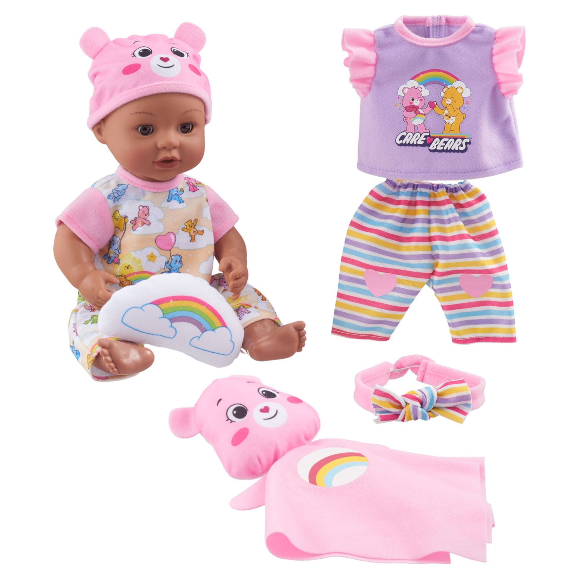 My Sweet Love Care Bears 12.5 inch Baby Doll Play Set, Dark Skin Tone, Brown Eyes My Sweet Love