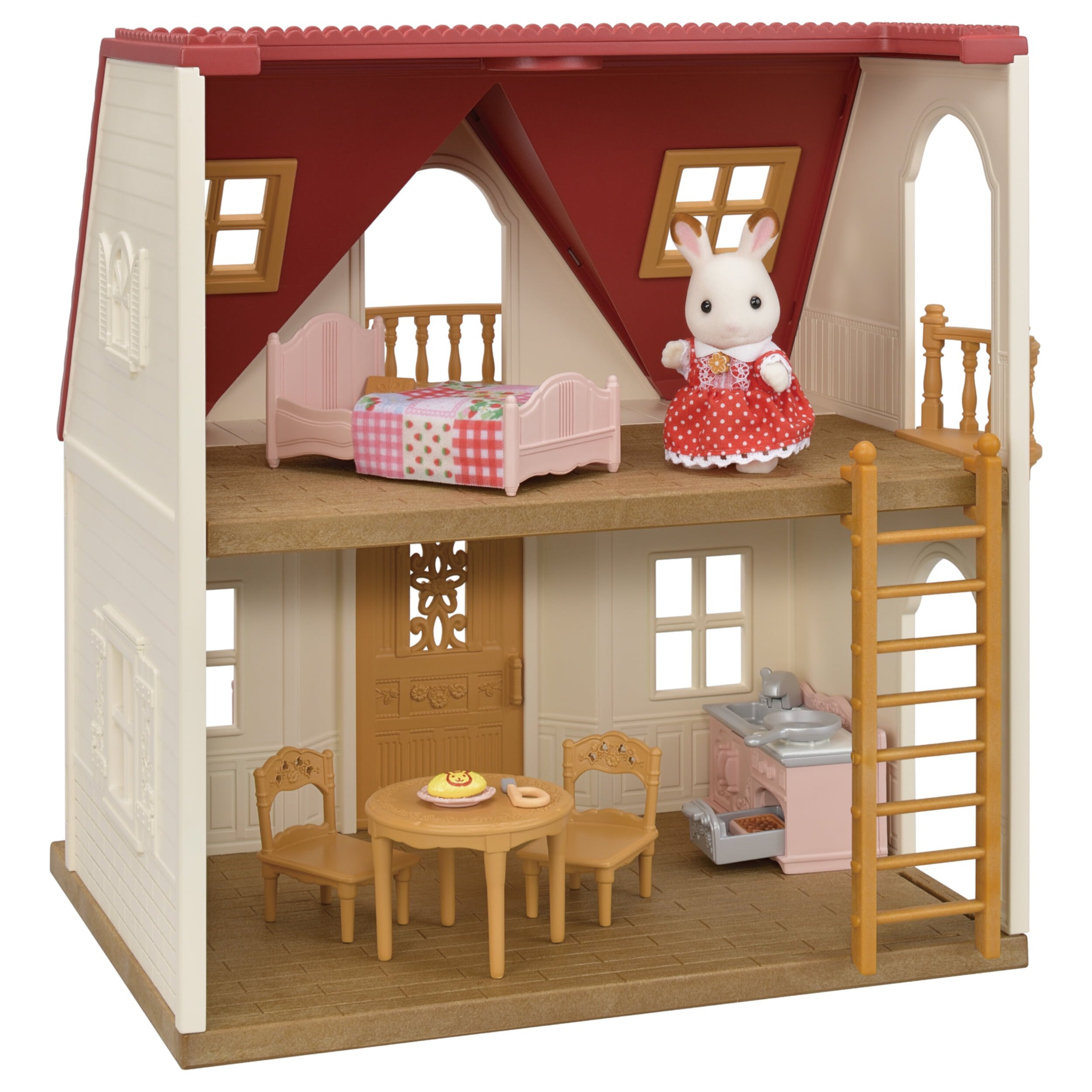 Calico Critters Red Roof Cozy Cottage, Dollhouse Playset with Figure, Furniture and Accessories Calico Critters