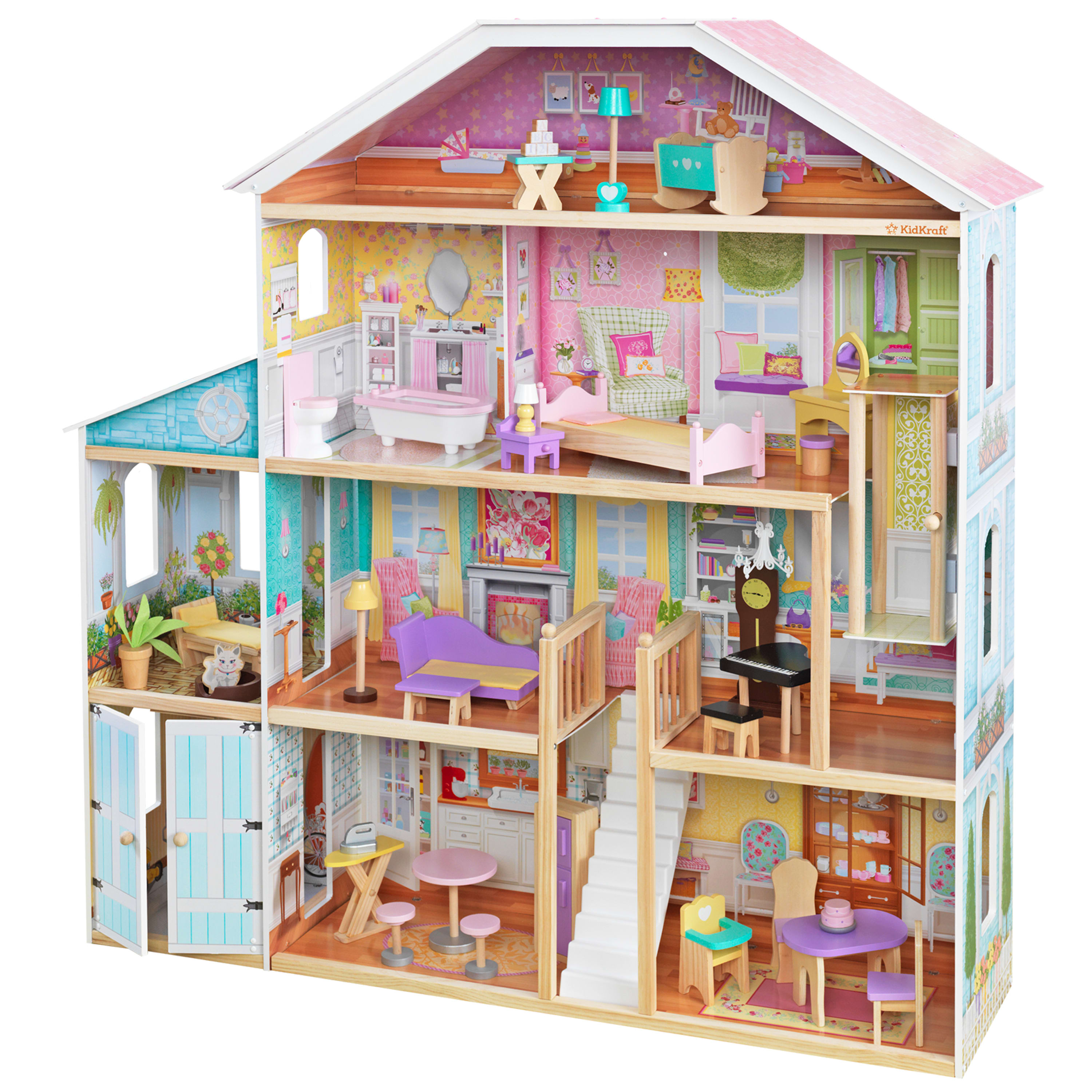 KidKraft Grand View Mansion Wooden Dollhouse with 34 Accessories, Ages 3 and up KidKraft