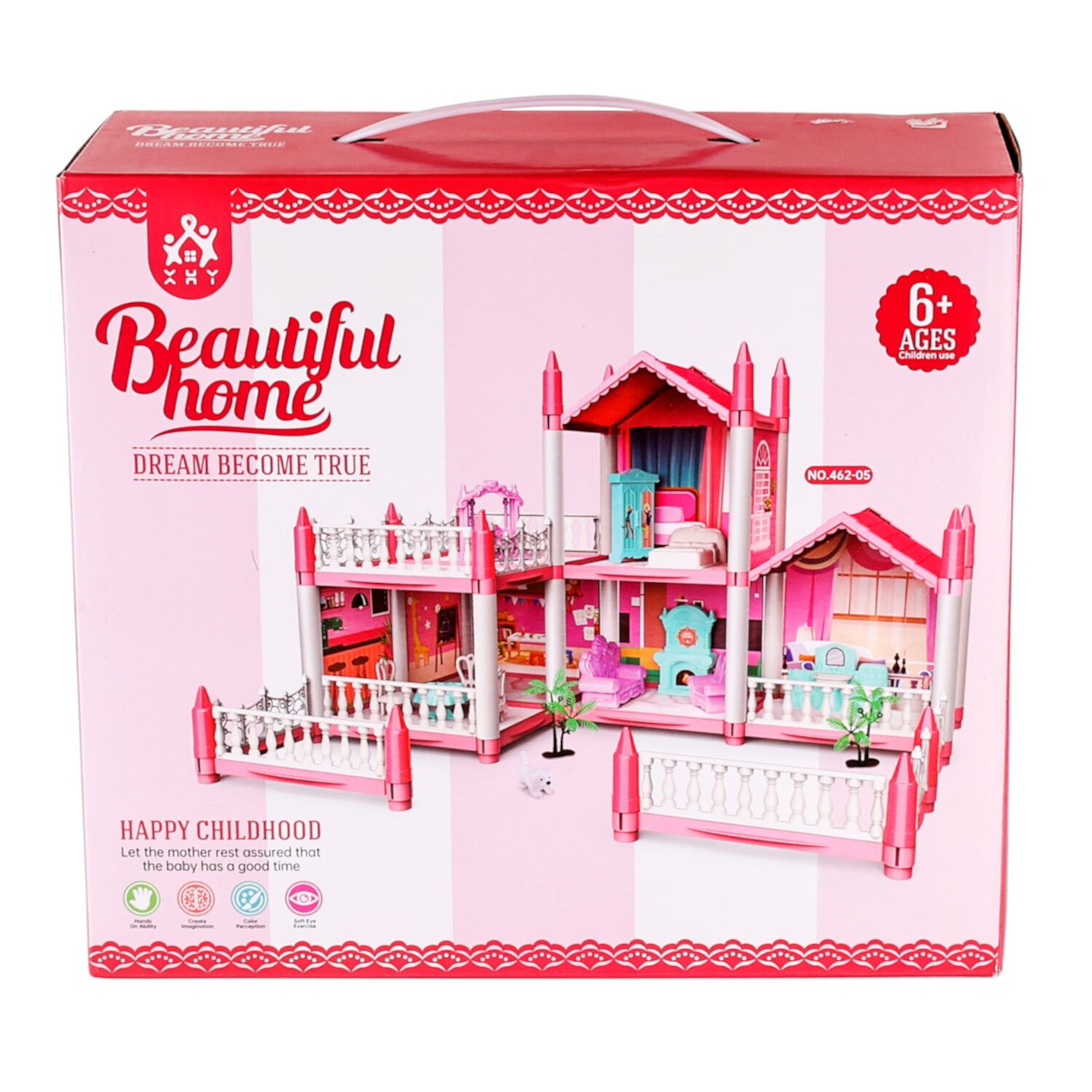 Anpro 4 Stories 14 Rooms Dollhouse for Kids, Princess Dollhouse with Asseccories & Furniture, Doll House Play Set Toys, Best Gifts for Age 3+ Toddlers Girls Boys, Blue Anpro