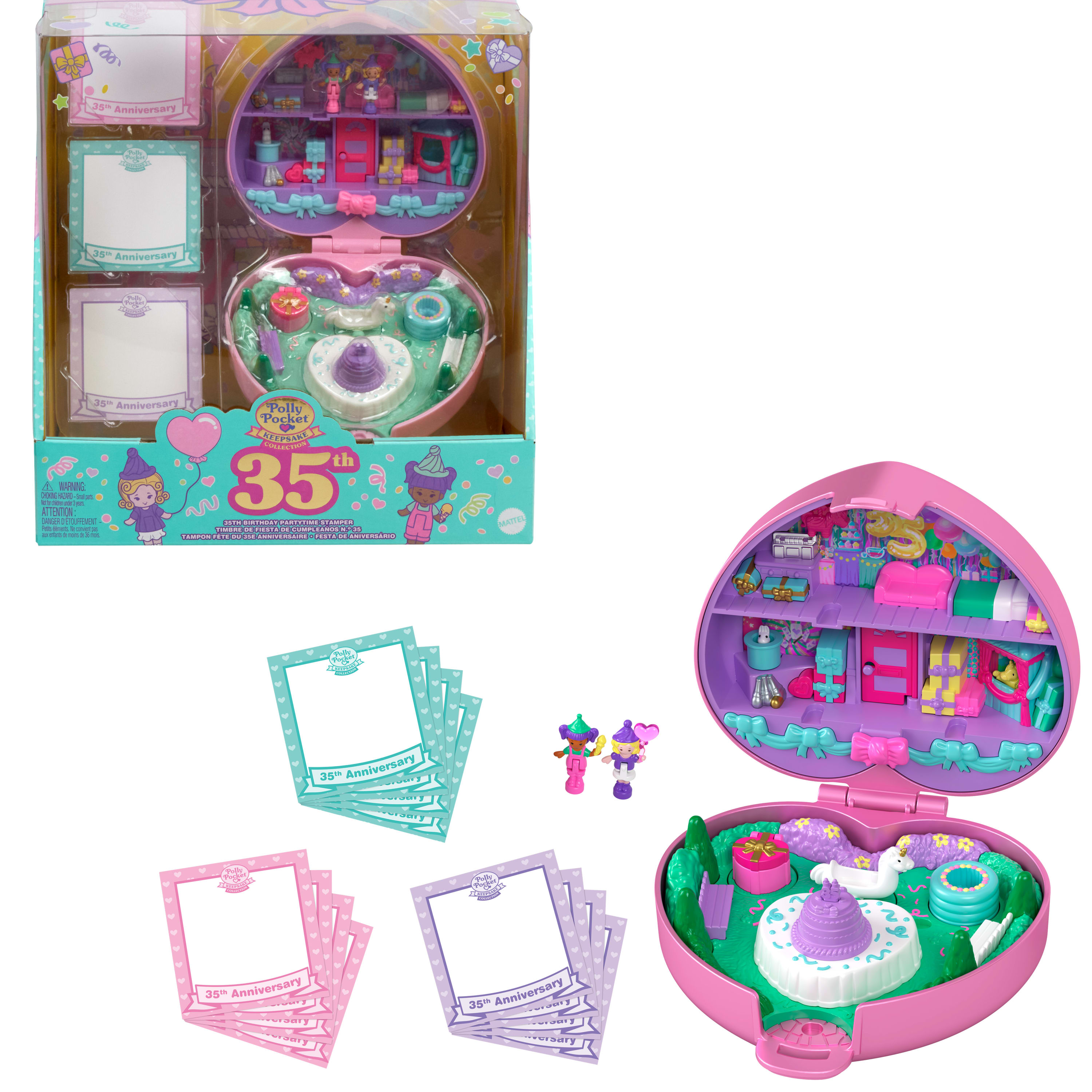 Polly Pocket Dolls and Playset, Collector Heritage Compact, 35th Birthday Partytime Stamper Polly Pocket